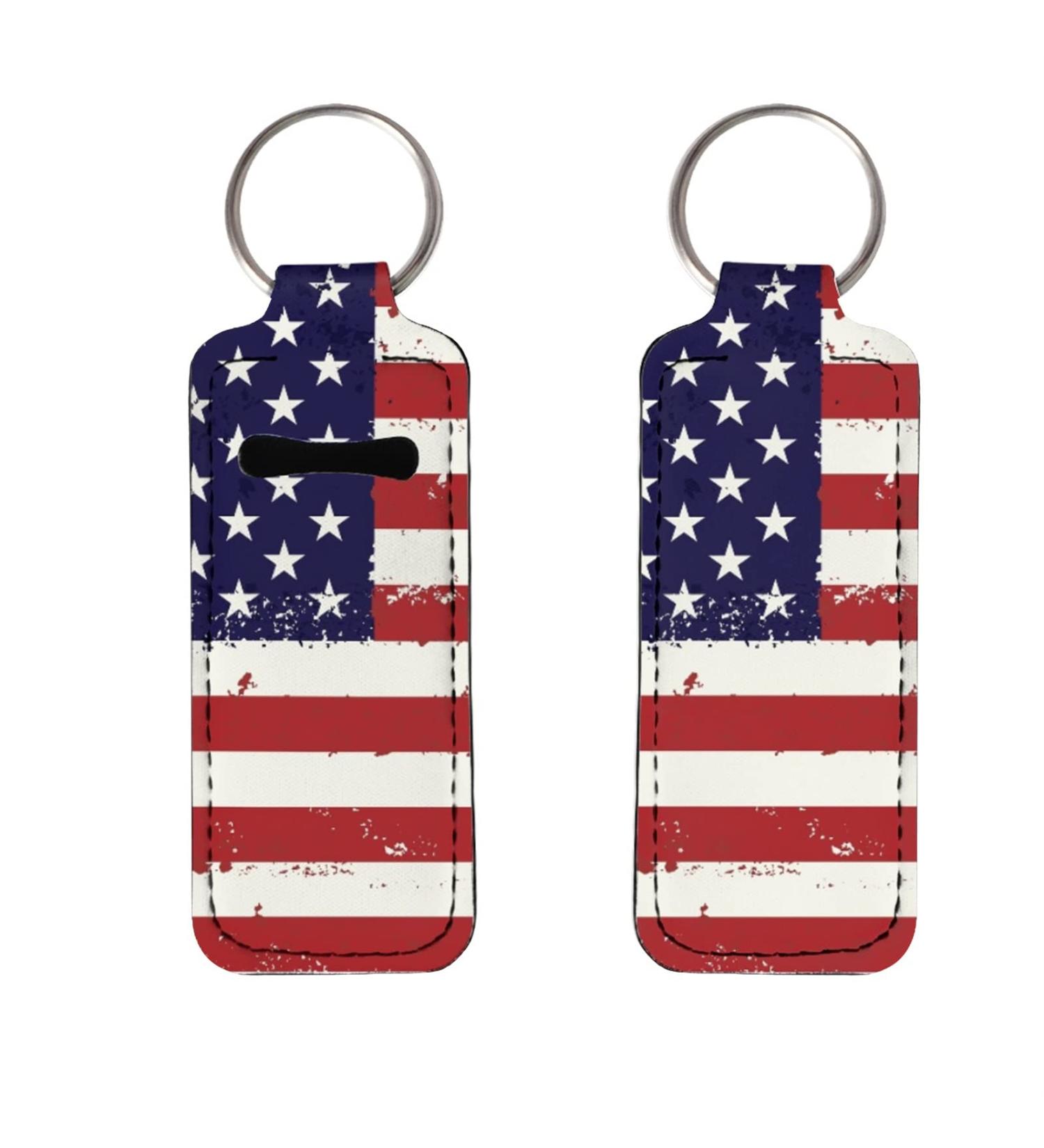 SCRAWLGOD 2Pcs Chapstick Keychain Holder - American Flag Lip Balm Holder - Buy Online on GoSupps.com