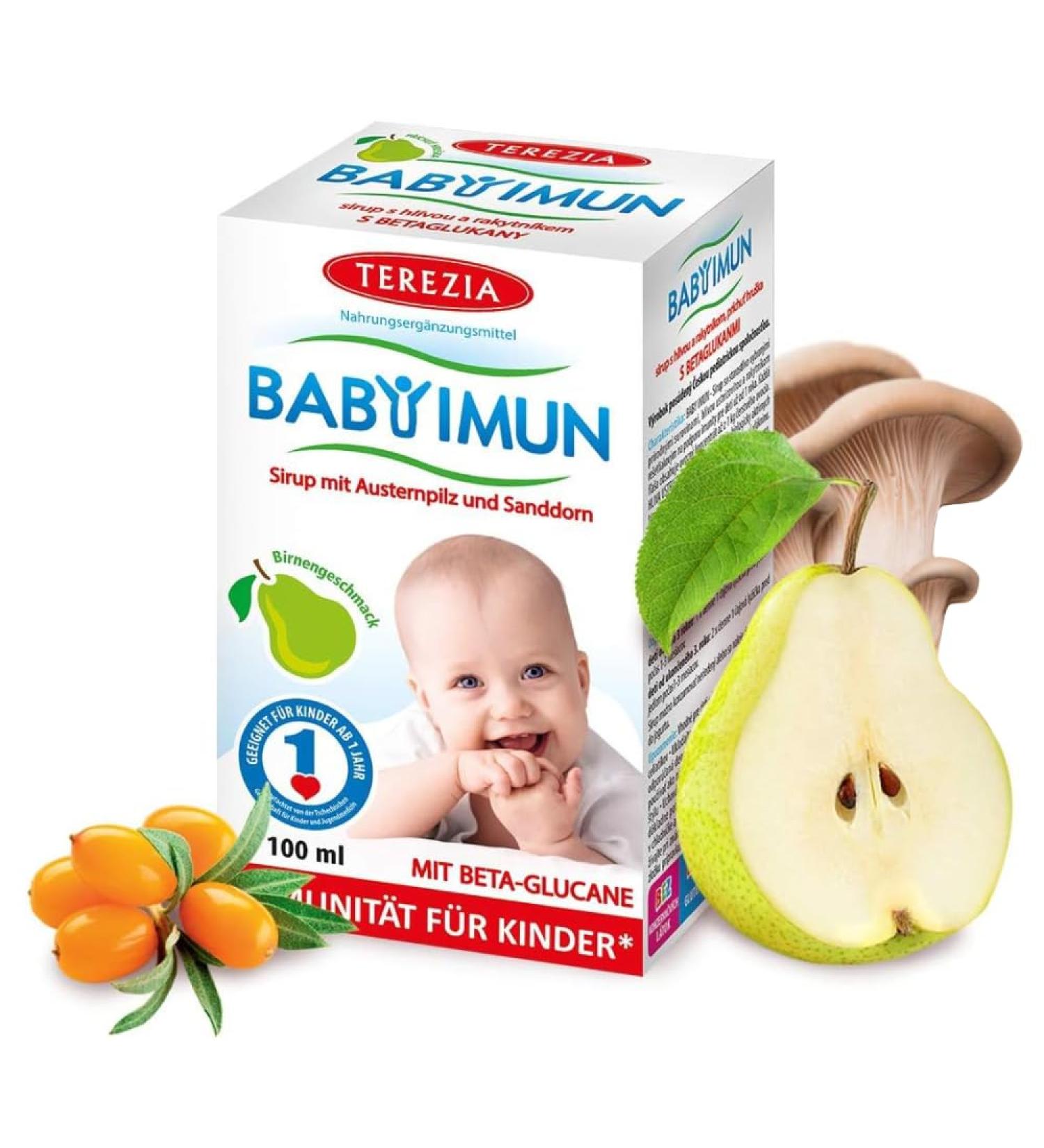 TEREZIA Baby Imun Fruit Syrup to Strengthen Your Child's Immune System | Contains Oyster and Sea Buckthorn Mushrooms with Pear Flavor - 100ml | Dosage 1 Teaspoon per Day - Buy Online on GoSupps.com