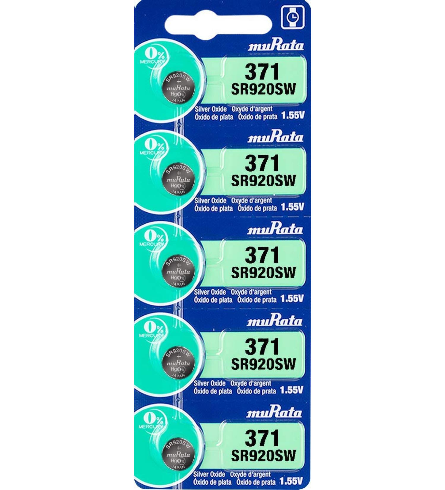 Murata 371 Battery SR920SW 1.55V Silver Oxide Button Cell - 5 Pack | International Shipping Available - Buy Online on GoSupps.com