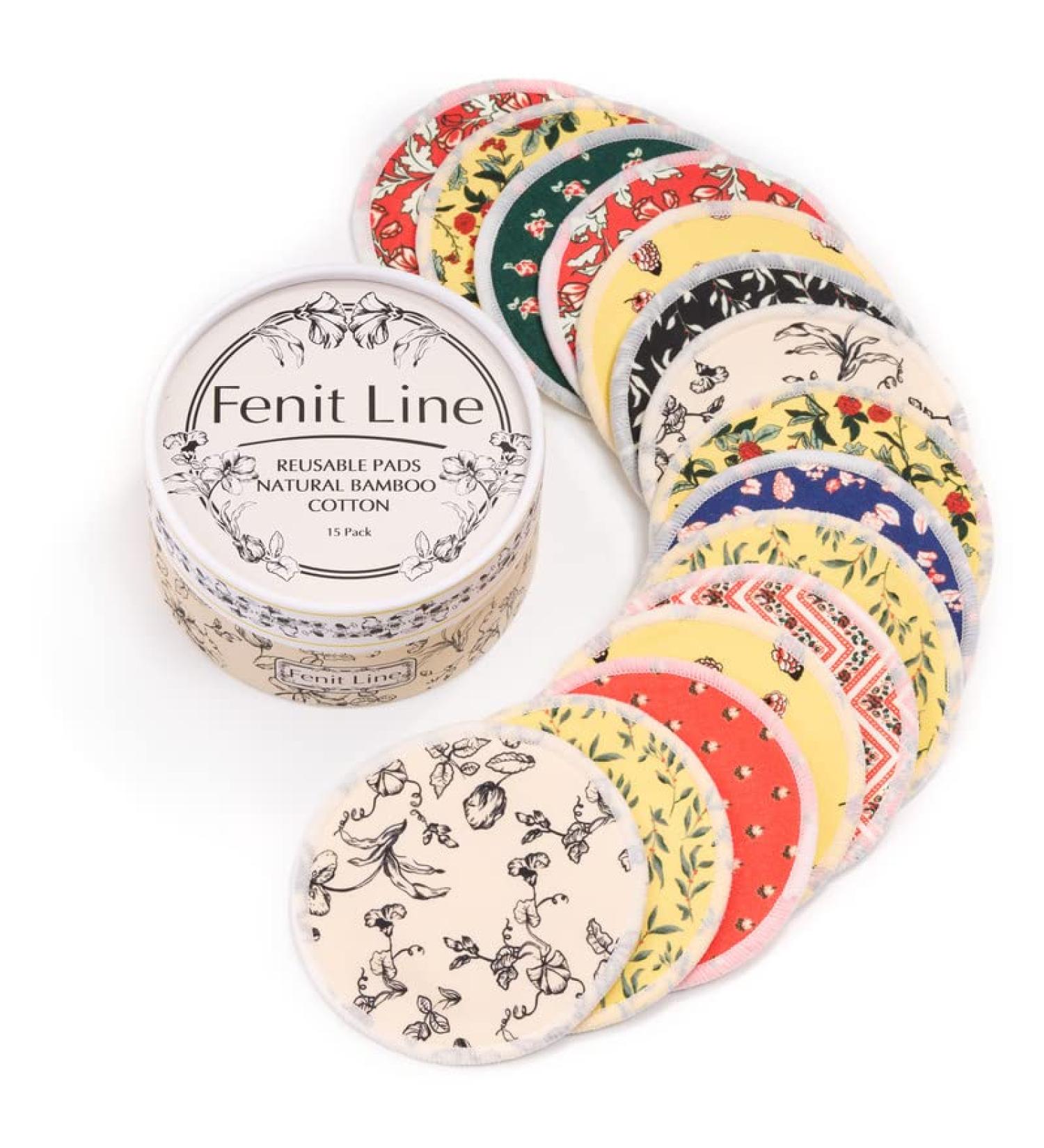 Fenit Line Reusable Makeup Remover Pads - 15 Large Cotton Rounds with Laundry Bag | Multi-colored Cloths for Makeup Removal - Buy Online on GoSupps.com