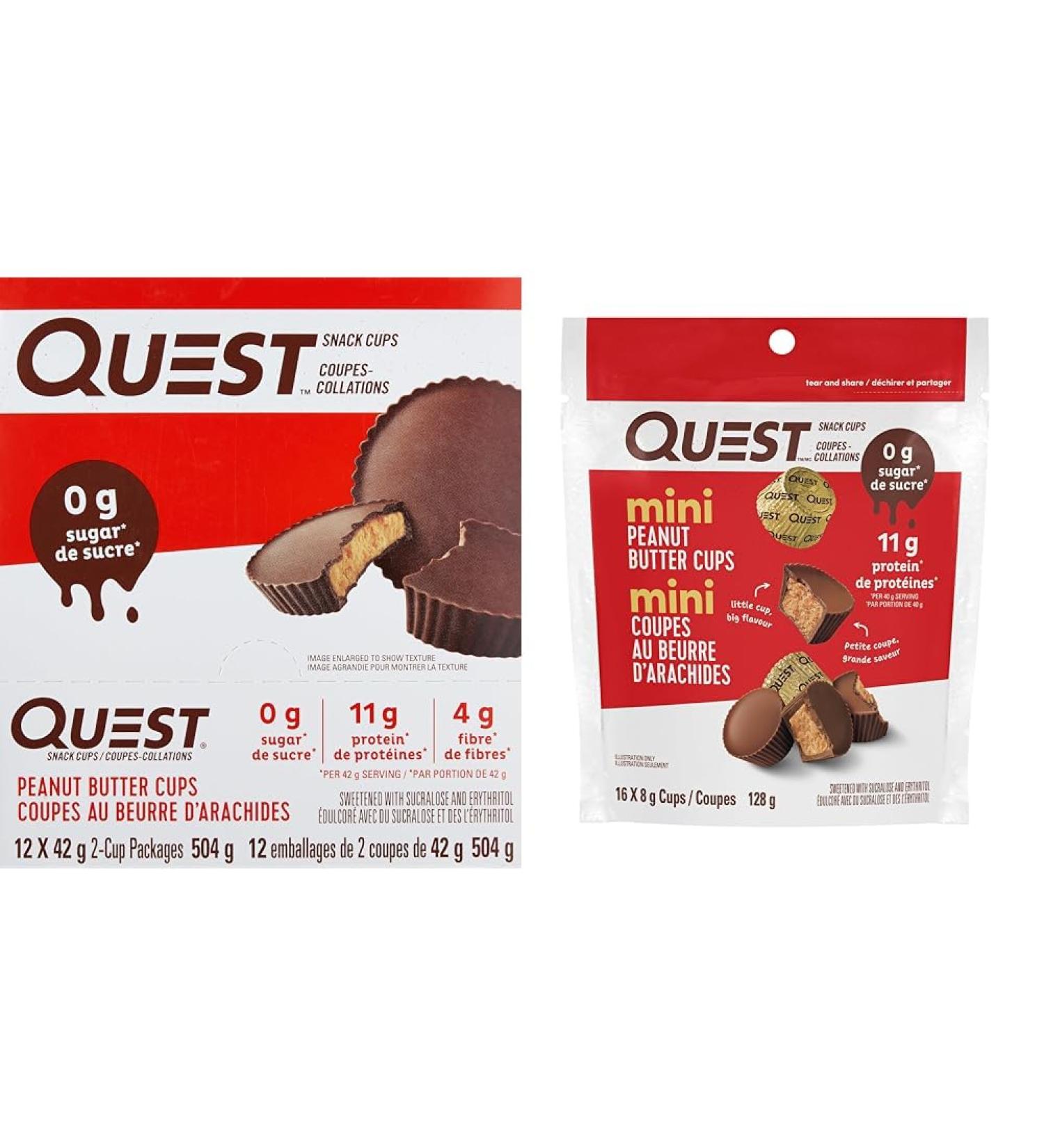 Quest Nutrition Peanut Butter Cups + Mini Peanut Butter Cups | High Protein Low Carb Low Sugar Keto Friendly Peanut butter cups+Mini Peanut Butter Cups - Buy Online on GoSupps.com