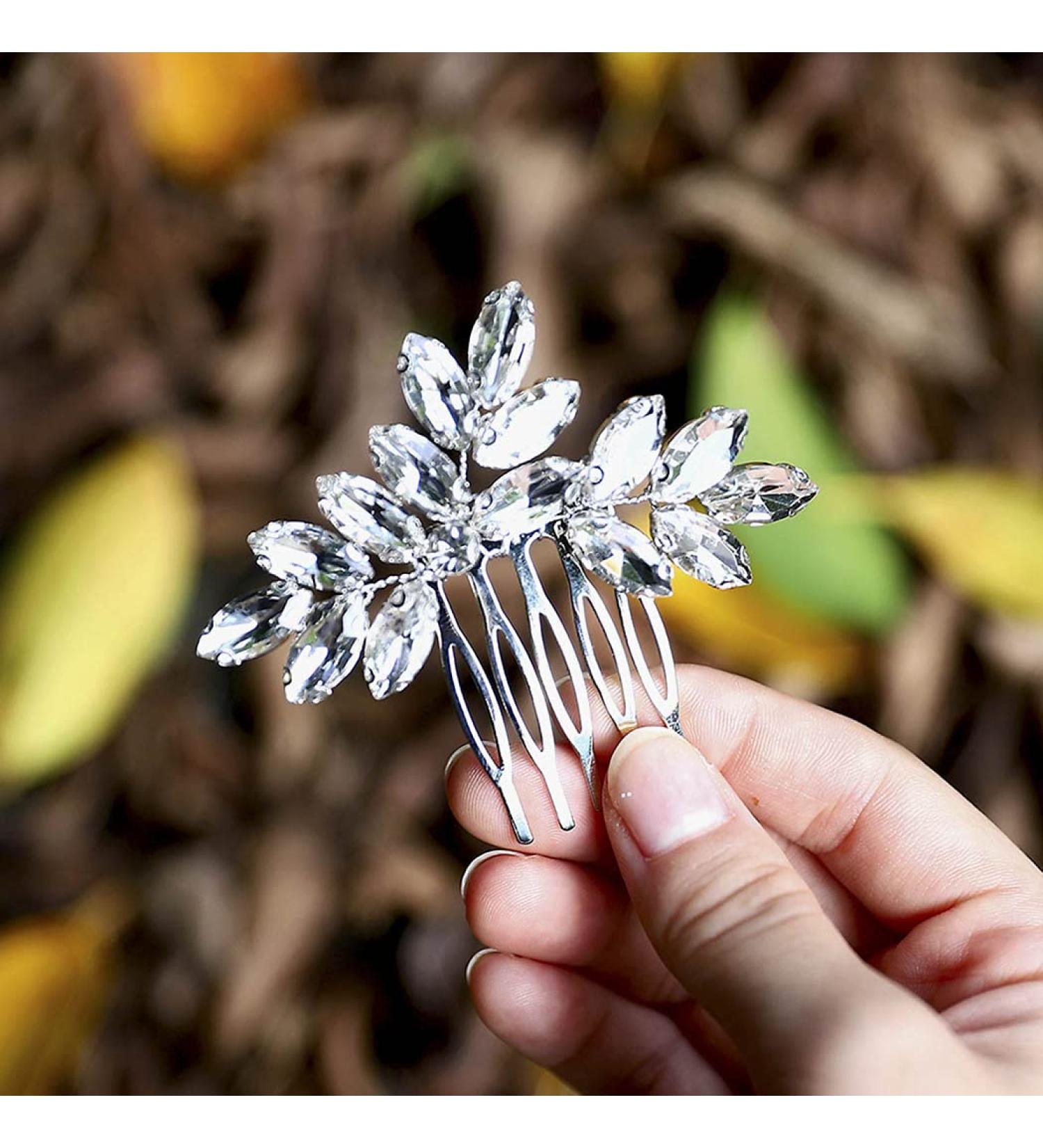 Unicra Crystal Hair Comb - Wedding Silver Headpiece for Brides & Bridesmaids - Buy Online on GoSupps.com