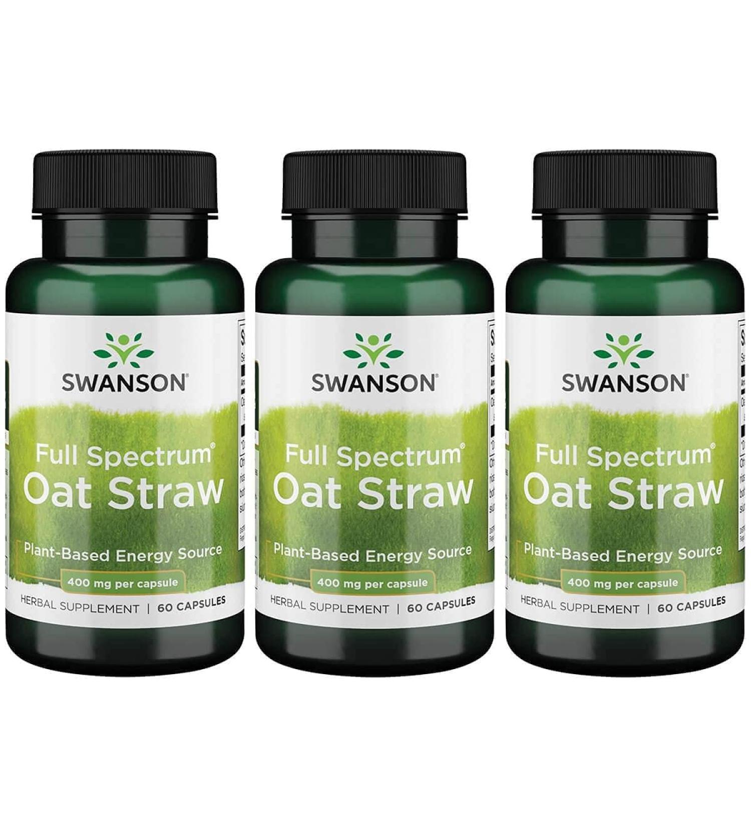Swanson Full Spectrum Oat Straw 400mg - 60 Capsules (3 Pack) | Premium Herbal Supplement for Stress Relief & Cognitive Support - International Shipping Available - Buy Online on GoSupps.com