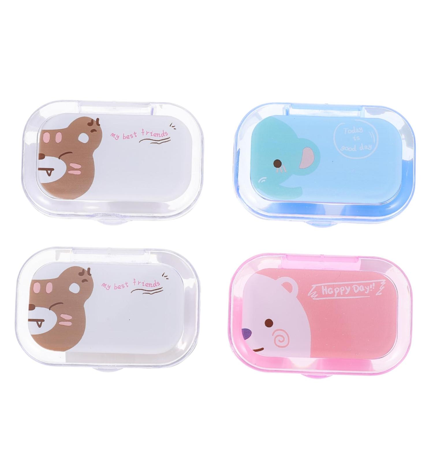 Solustre Cartoon Contact Lens Organizer Travel Case - 4 Box Set with Colorful Design | Perfect for Lens Protection & Care - Buy Online on GoSupps.com