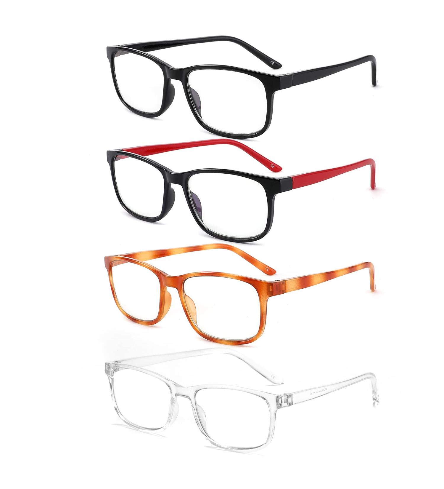 BOSAIL 4 Pack Blue Light Filter Reading Glasses - Strength 3.5 for Men & Women Stylish Computer Glasses in 4 Colors - Buy Online on GoSupps.com