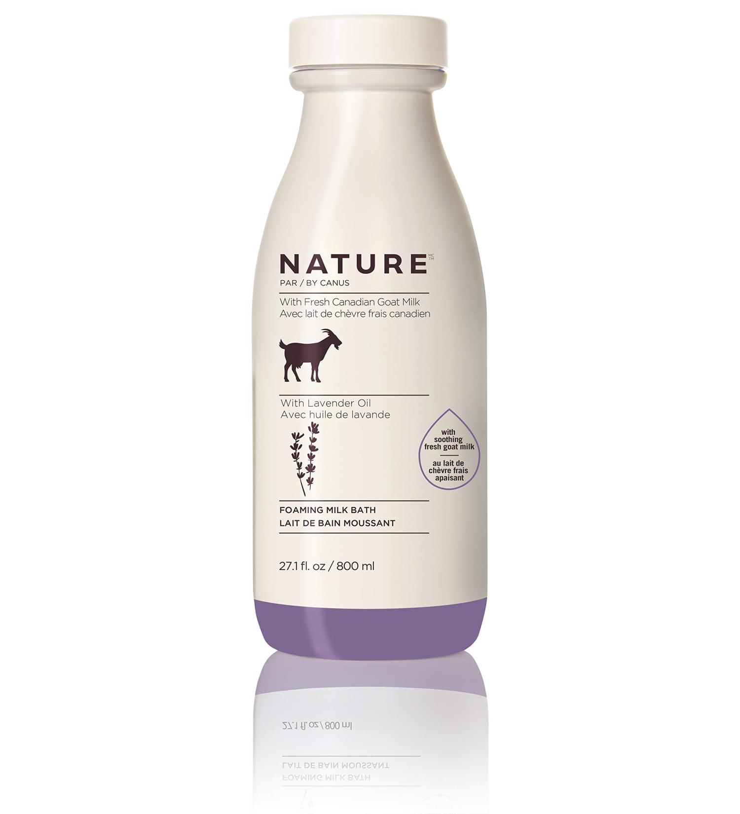 Nature by Canus Foaming Milk Bath with Smoothing Fresh Canadian Goat Milk Vitamin A B3 Potassium Zinc and Selenium, Lavender Oil, 27.1 Fl Oz - Buy Online on GoSupps.com