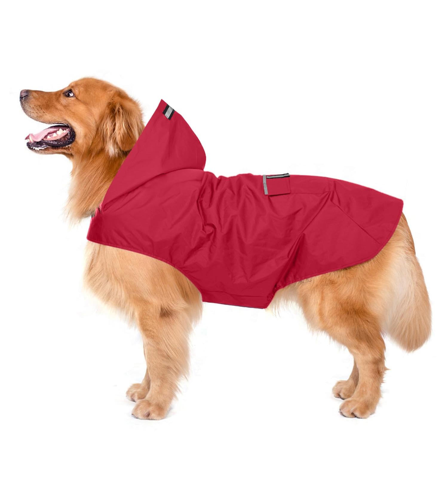 Shop Ultra-Light Waterproof Dog Rain Coat - Reflective Hooded & Breathable for Medium to Large Dogs | 3XL Red Rain Jacket - Buy Online on GoSupps.com