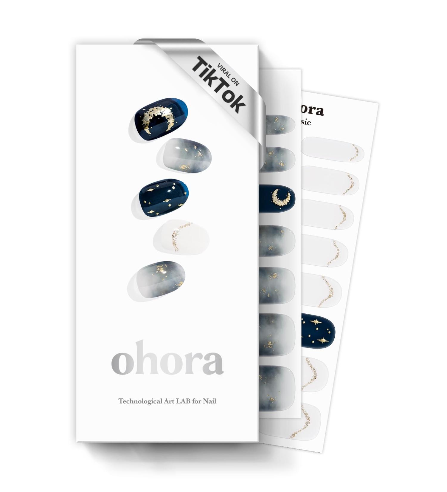 Buy Ohora Semi Cured Gel Nail Strips N Moonlight - Dark Patterned UV/LED Compatible Salon Quality Easy to Apply with Prep Pads & Nail File | International Shipping - Buy Online on GoSupps.com