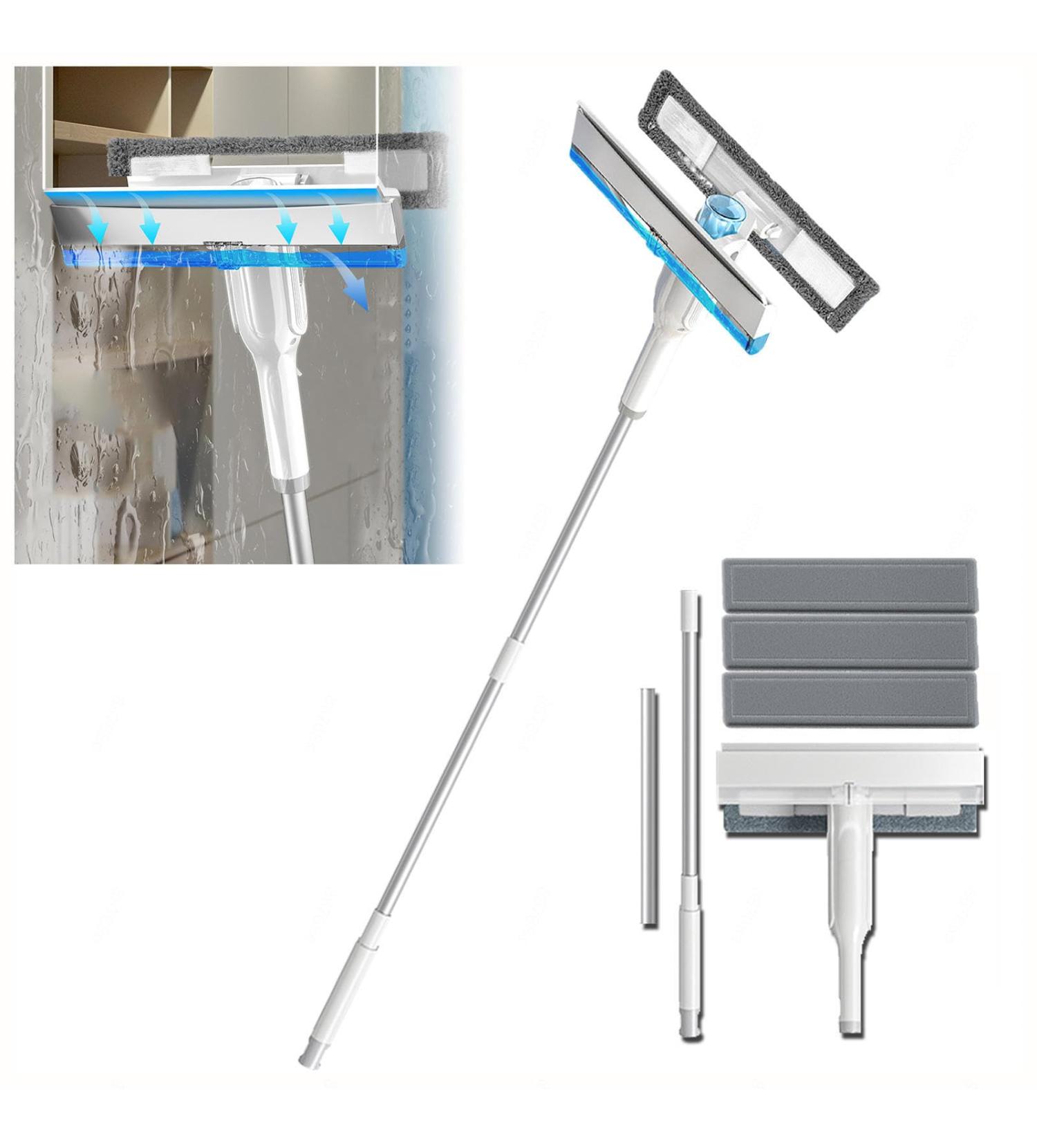 Spray Window Squeegee with Extension Pole with Sewage Collector and 3 Pads 4 in 1 Shower Glass Cleaner Squeegee with Extension Pole Car Window Cleaner Tool for Indoor/Outdoor Windows Car Glass - Buy Online on GoSupps.com