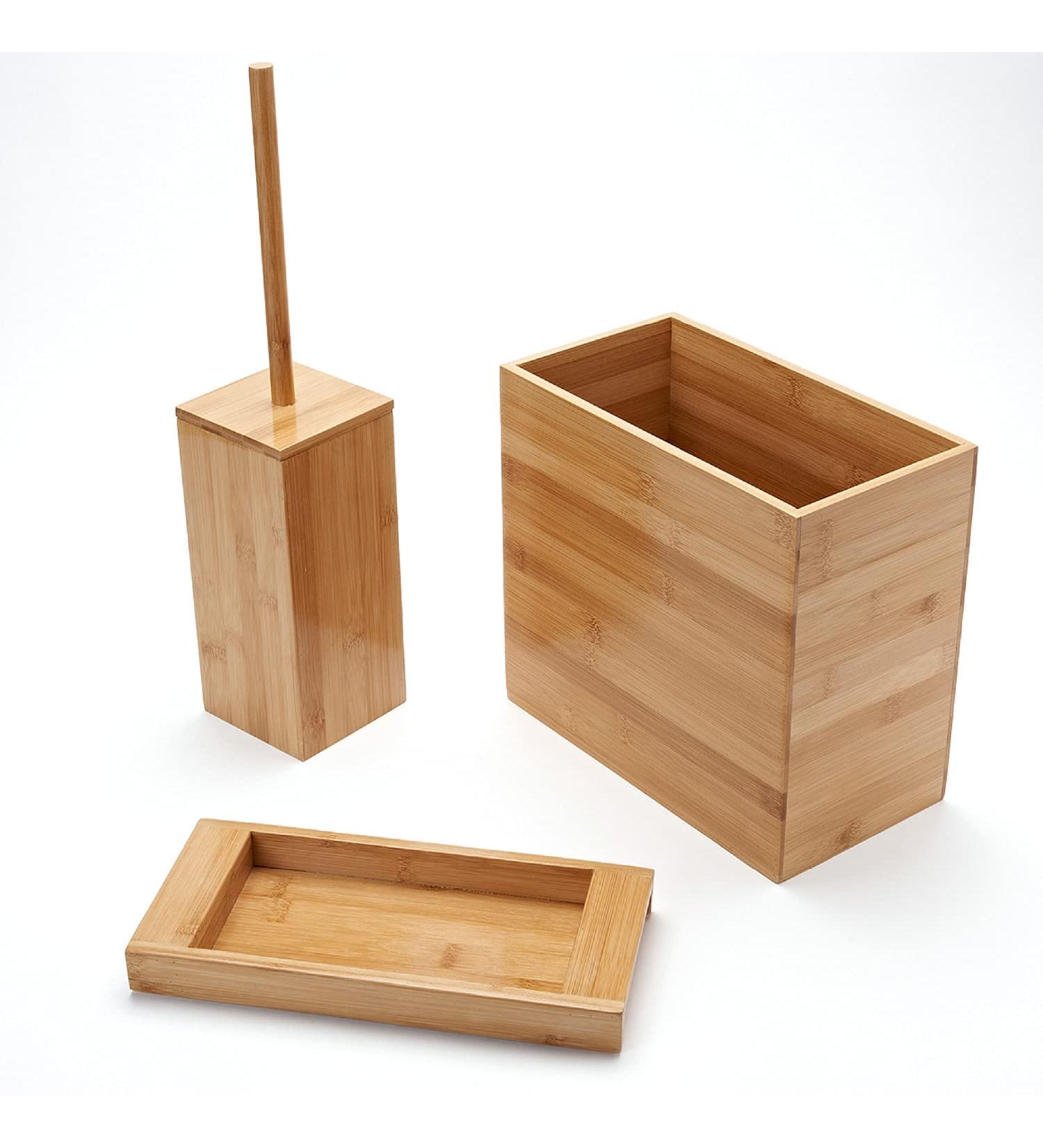Bamboo Bathroom Trash Can Set - 3 Piece Set by A Better Way Home Products - Buy Online on GoSupps.com