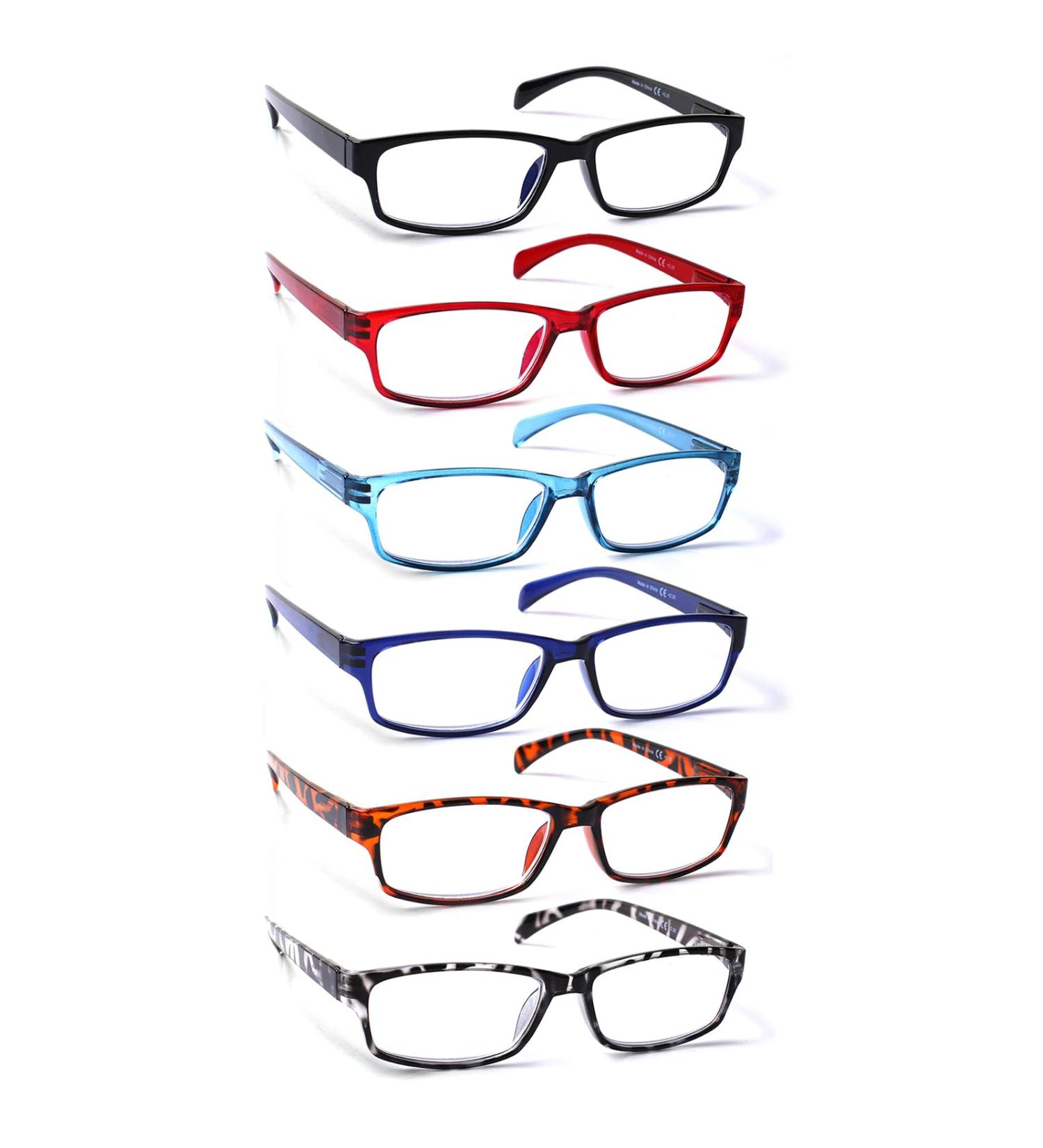 Cojwis 6 Pack Reading Glasses for Men & Women - Quality Spring Hinge Blue Light Filter Readers (2.75x Assorted Colors) - Buy Online on GoSupps.com