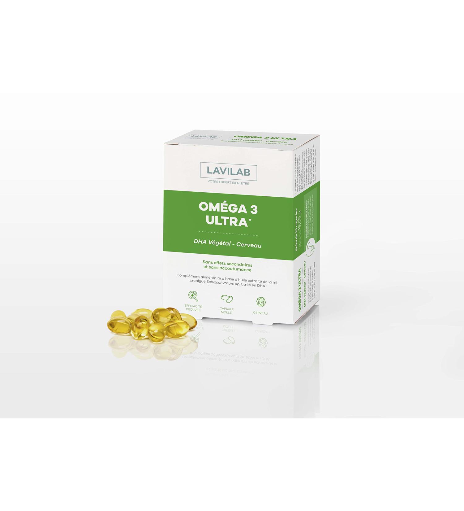 Omega 3 Ultra DHA Vegan Vegetable - Algae 1 Month Memory Brain Vision Made in France Lavilab - Buy Online on GoSupps.com