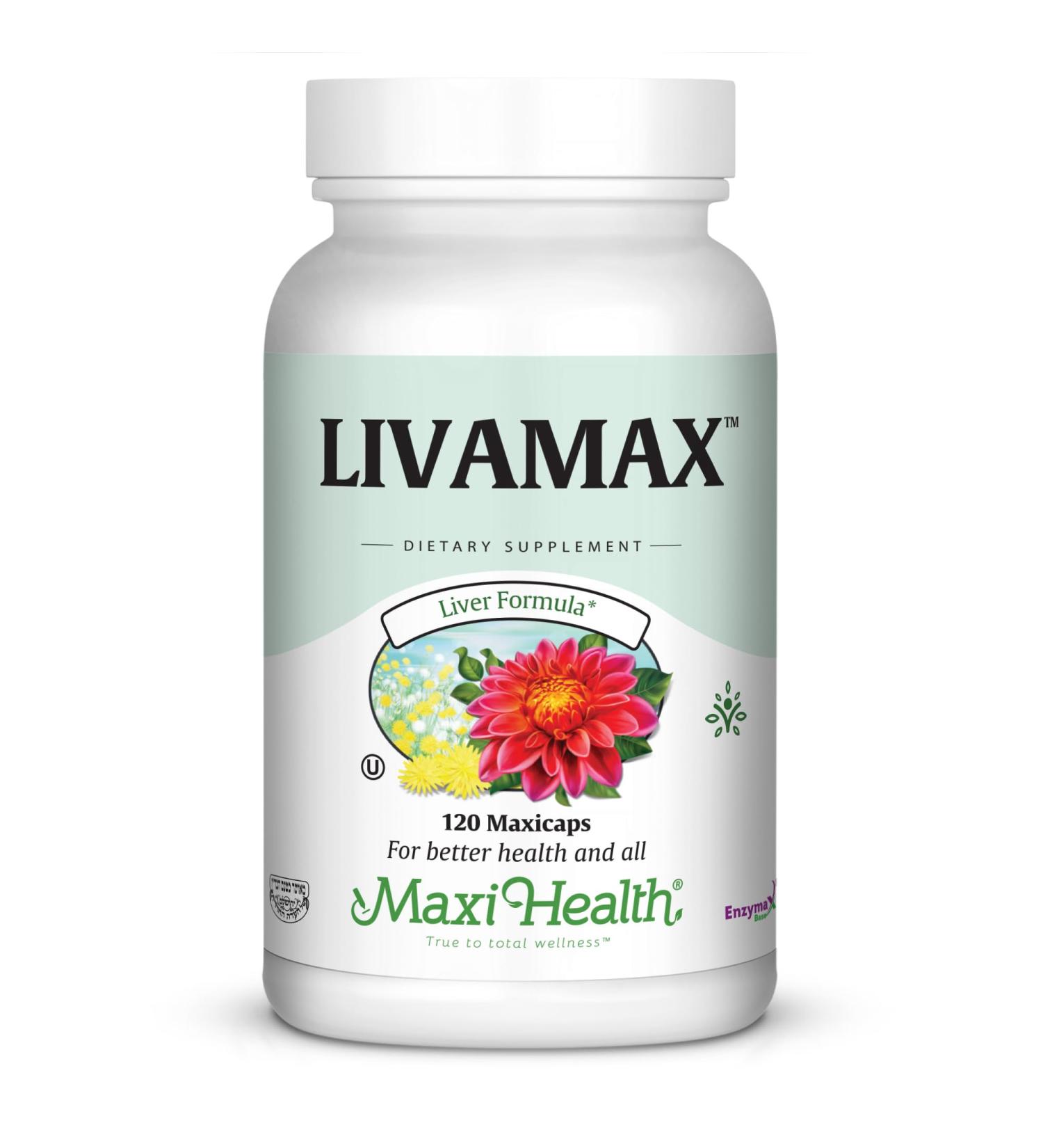 Maxi Health Livamax - Liver Formula - with Milk Thistle and Dandelion Root - 120 Capsules - Kosher