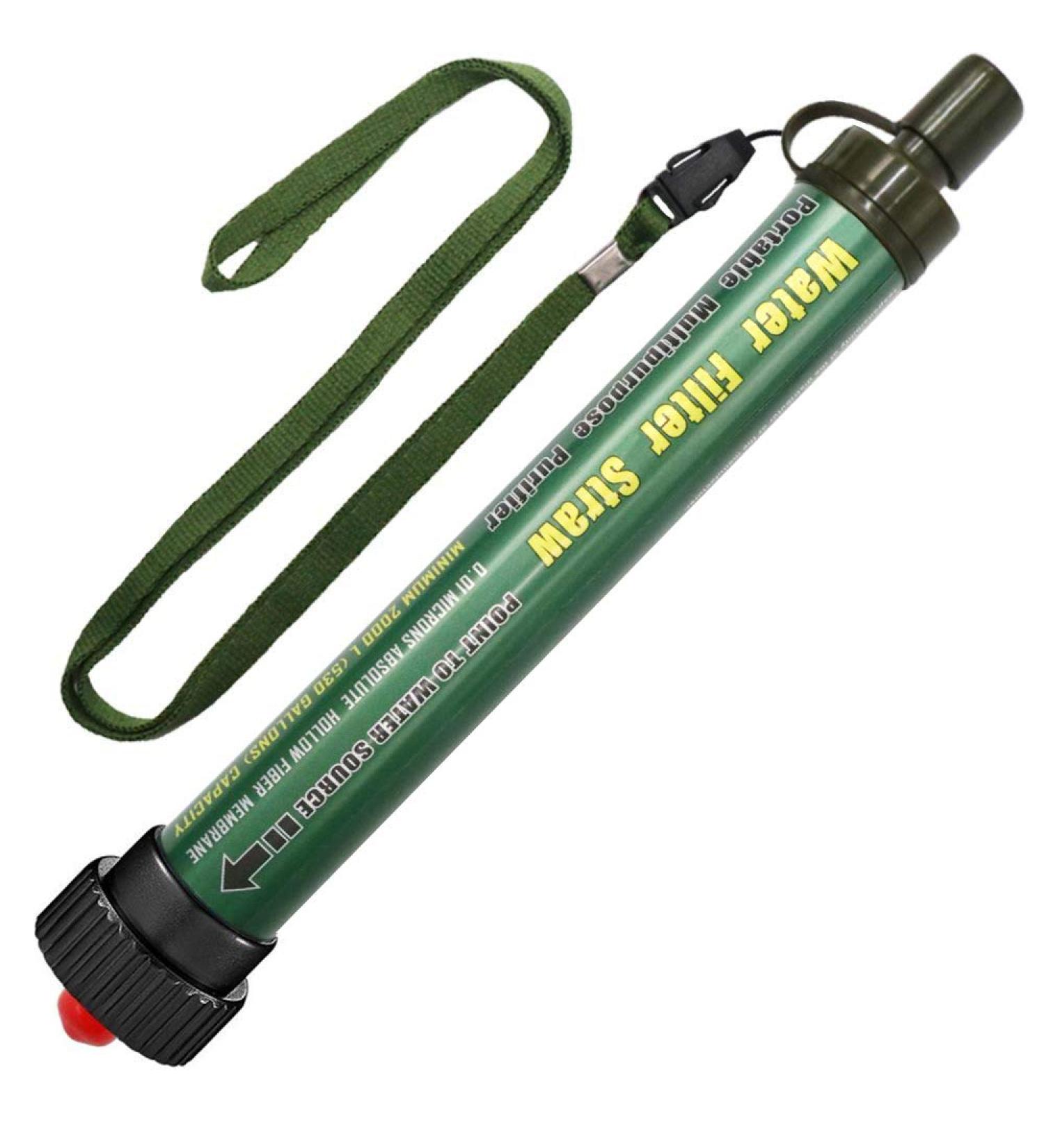 Mini Portable Outdoor Water Filter - 2000L Capacity 99.99% Bacteria Removal for Camping Hiking Trekking and Travel - Emergency Water Preparation - Green 1 Pack - Buy Online on GoSupps.com