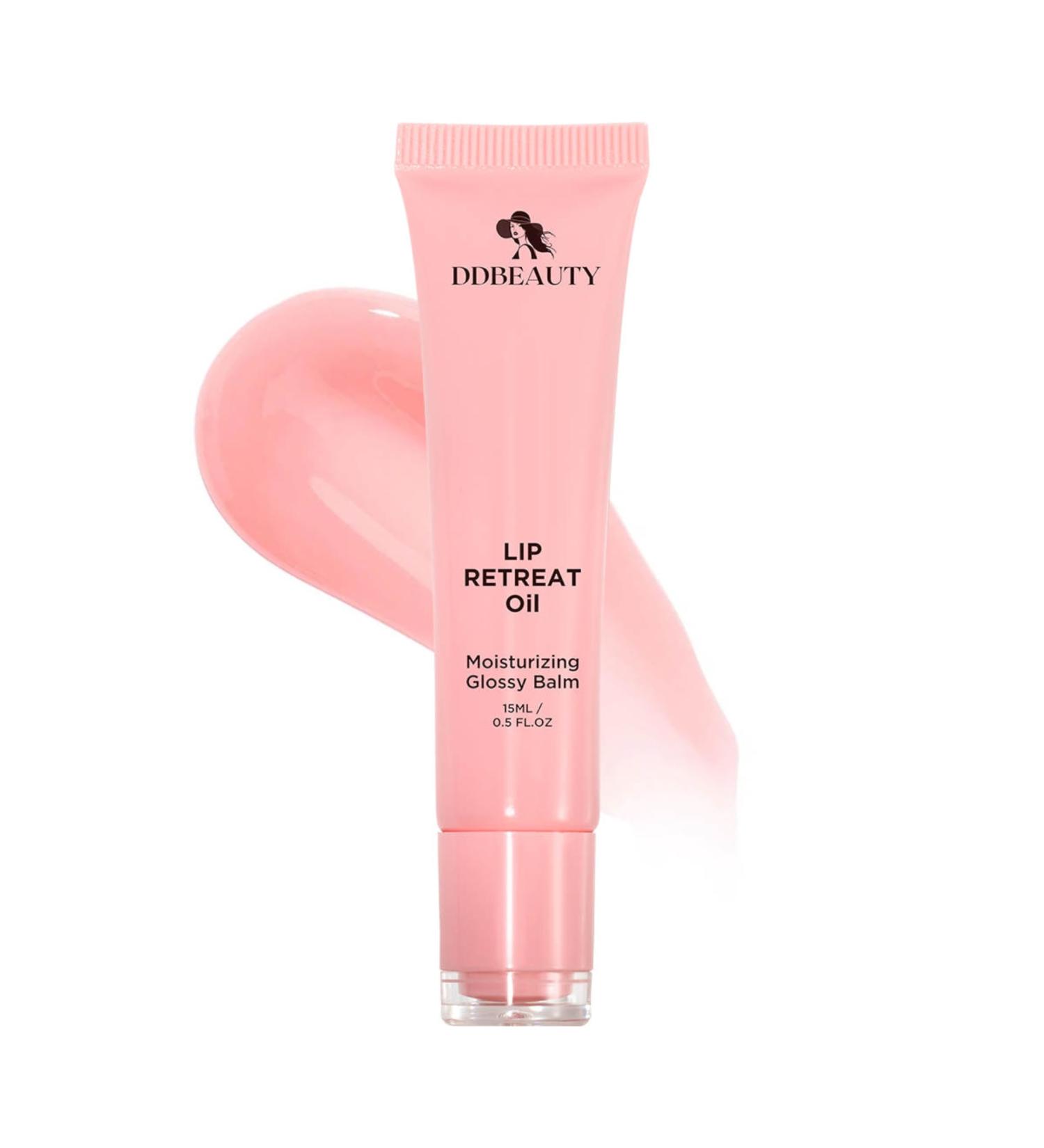 Shop DD BEAUTY Lip Retreat Oil - Sheer Color Mineral Based Moisturizing Glossy Balm with Vitamin E & Squalane - Revitalize Dry Lips (Peach - Buy Online on GoSupps.com