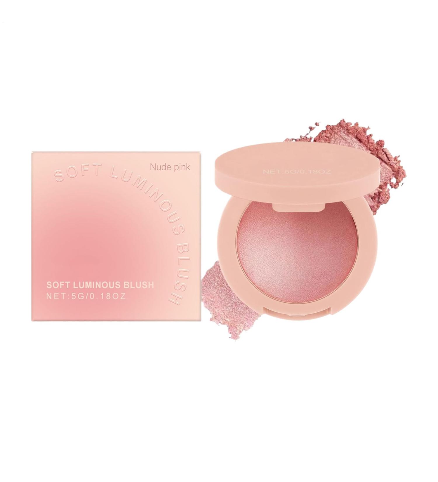 Powder Blush Face Makeup Blush Powder Shiny Highly Pigmented Cosmetics Long Lasting Beauty Products for All Skin Tones for Highlight and Contour Nude - Buy Online on GoSupps.com