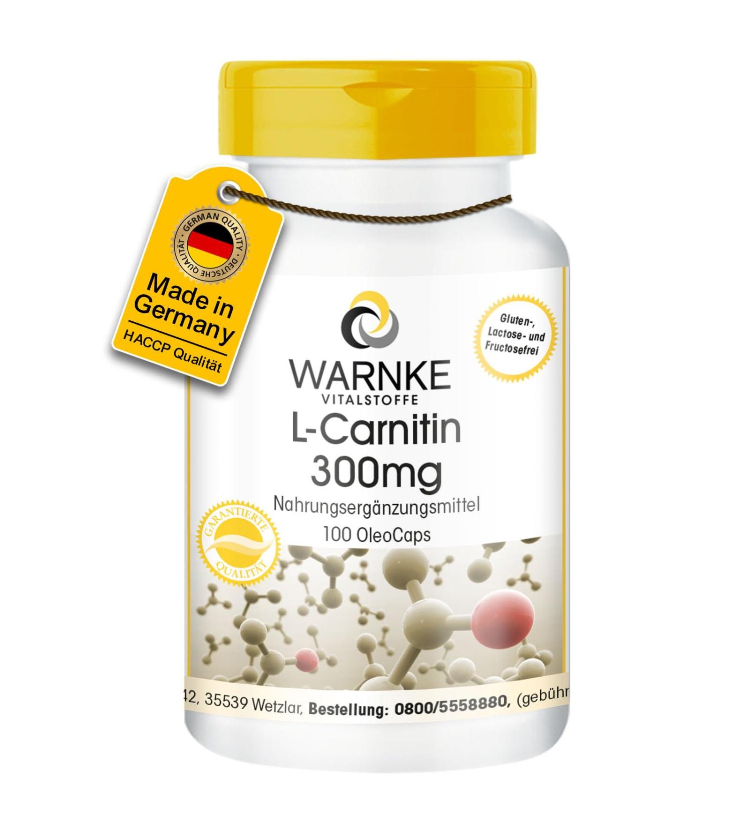 L-Carnitine 300mg - High Dose Carnipure Liquid | 100 Licaps - Premium German Pharmacy Quality | Warnke Vitalstoffe - Buy Online on GoSupps.com