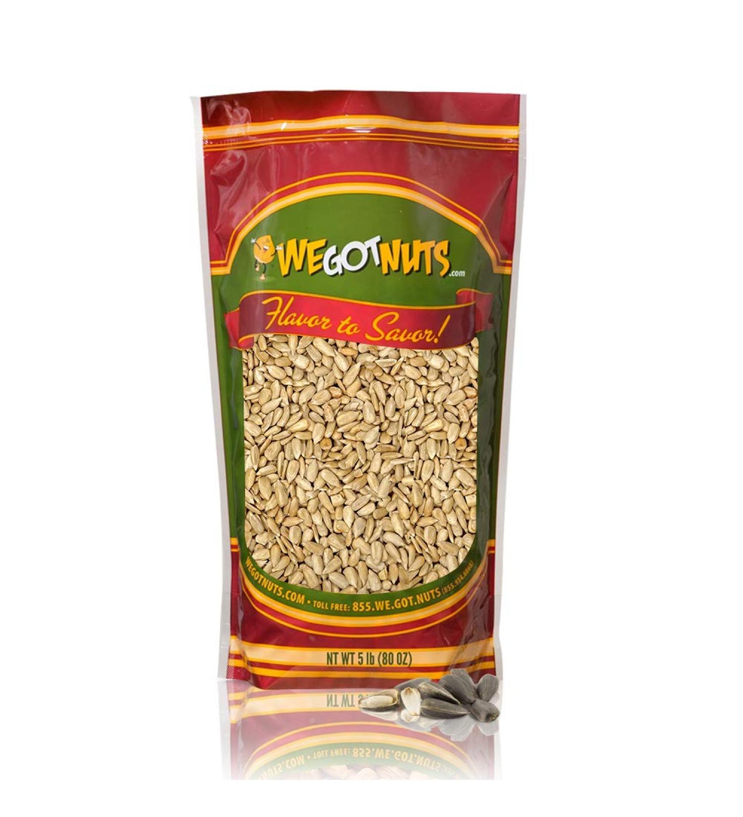 Premium Quality Raw Sunflower Seed Kernels - 5 lbs - Kosher, Natural & Healthy Snack by We Got Nuts - Buy Online on GoSupps.com
