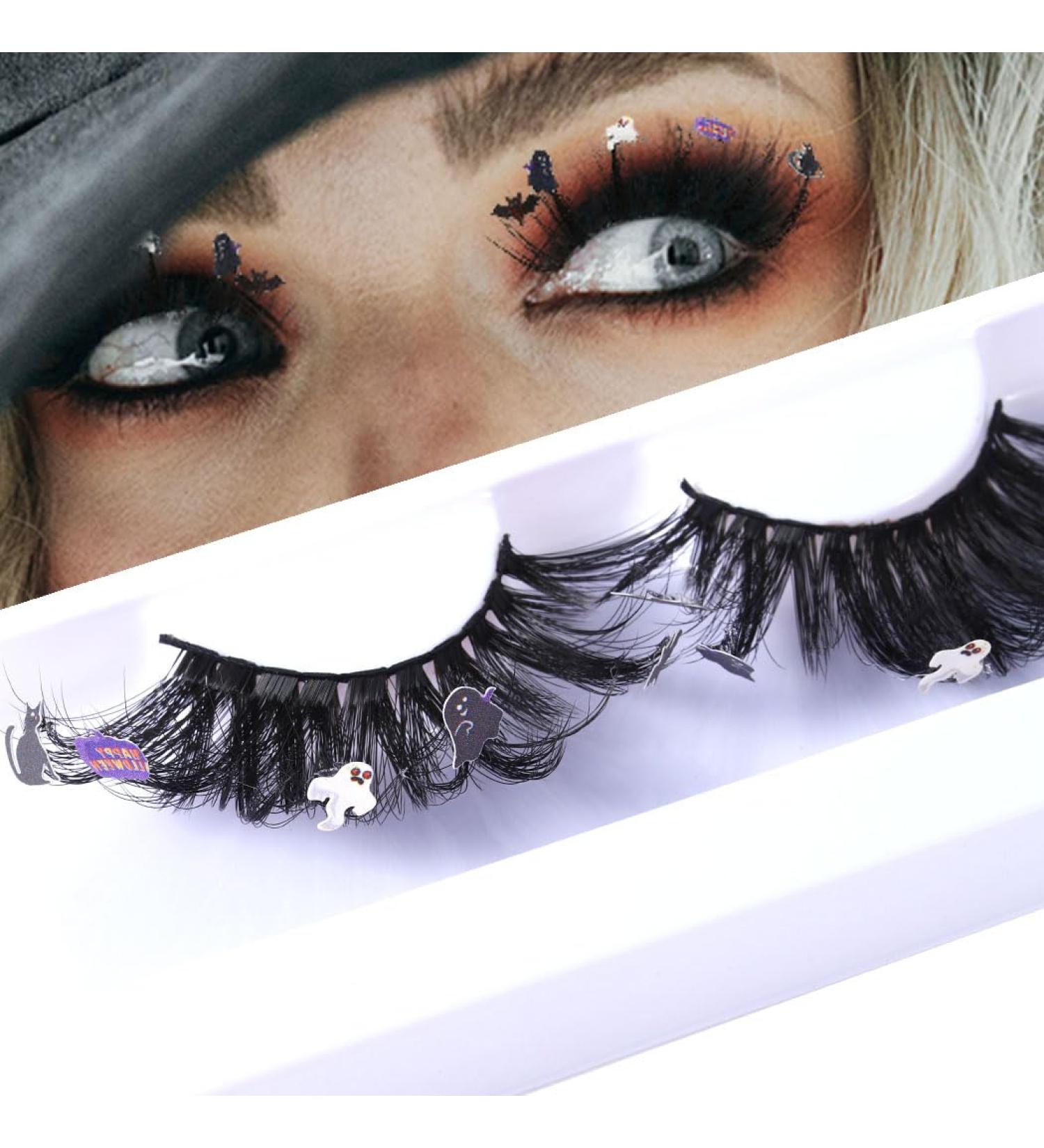 Uranian False Eyelashes | Natural Look Faux Mink Lashes | Fluffy Dramatic Long Eyelashes for Women & Girls | Halloween Costume Makeup | Style 2 - Pimpkin Cat Candy - Buy Online on GoSupps.com