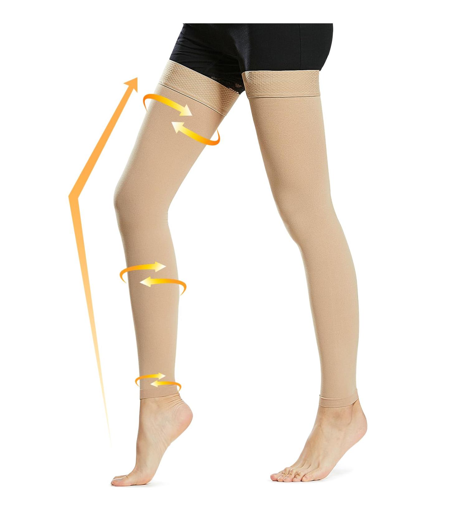 Beister 15-20 mmHg Medical Compression Stockings for Women & Men | Edema Socks Without Foot Silicone Band Varicose Veins Support | Long Class 1 DVT Flight Beige - Buy Online on GoSupps.com