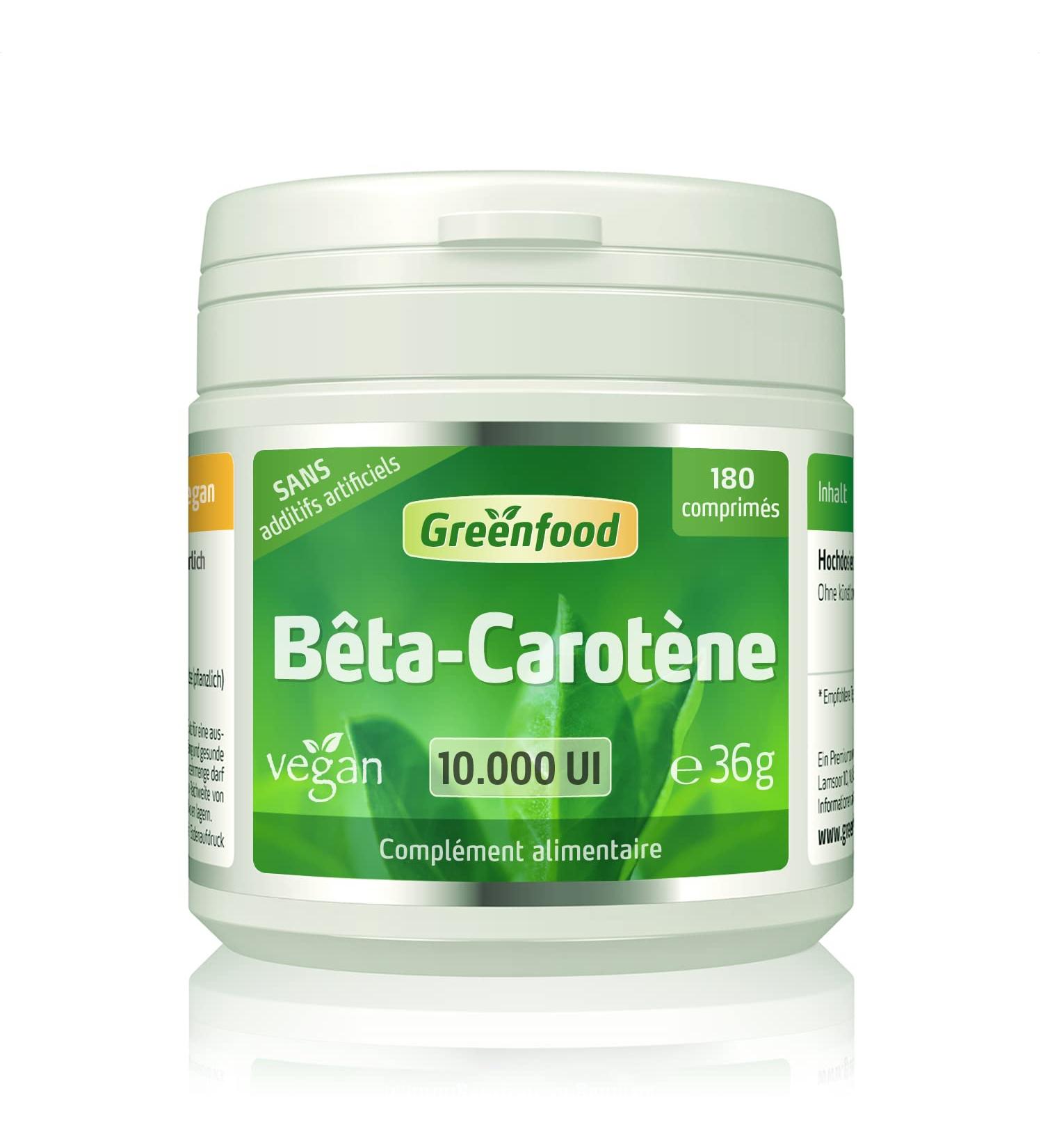 Greenfood Beta-Carotene 10 000 IU 180 Tablets No Artificial Additives Non-GMO Lactose Free Gluten Free Vegan. - Buy Online on GoSupps.com
