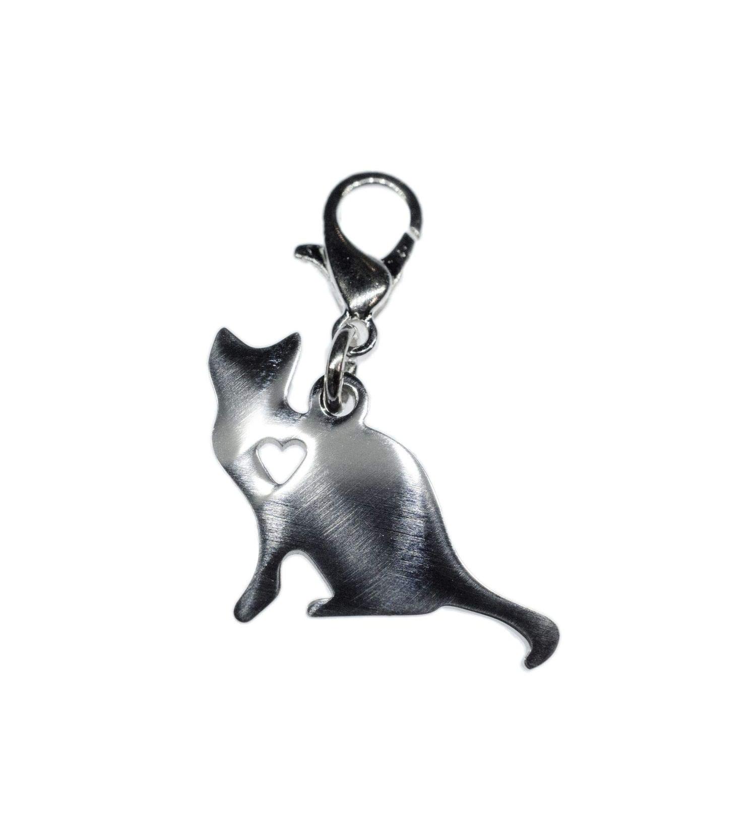 Handmade Miniblings Cat Hangover Heart Charm | Stainless Steel Jewelry for Cat Lovers | Silver-Plated Pendant & Bracelet - Buy Online on GoSupps.com