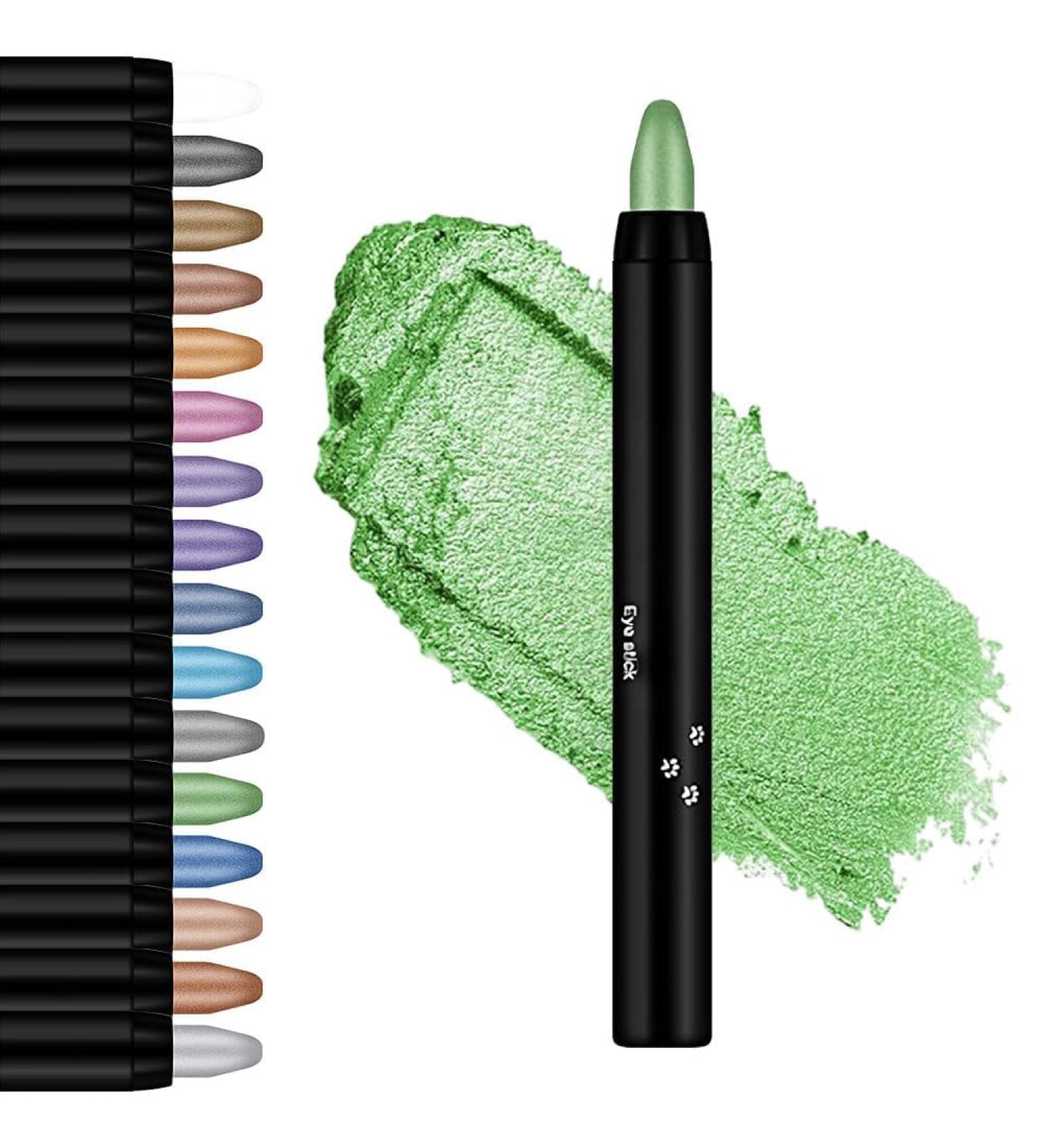 Cream Eyeshadow Stick Highlighter Eyeshadow Pencil Crayon Glitter Eyeshadow Stick Long Lasting Waterproof Eye Shadow Highlighter Stick Make Up Eyeshadow Shimmer Stick (#12 Green) - Buy Online on GoSupps.com