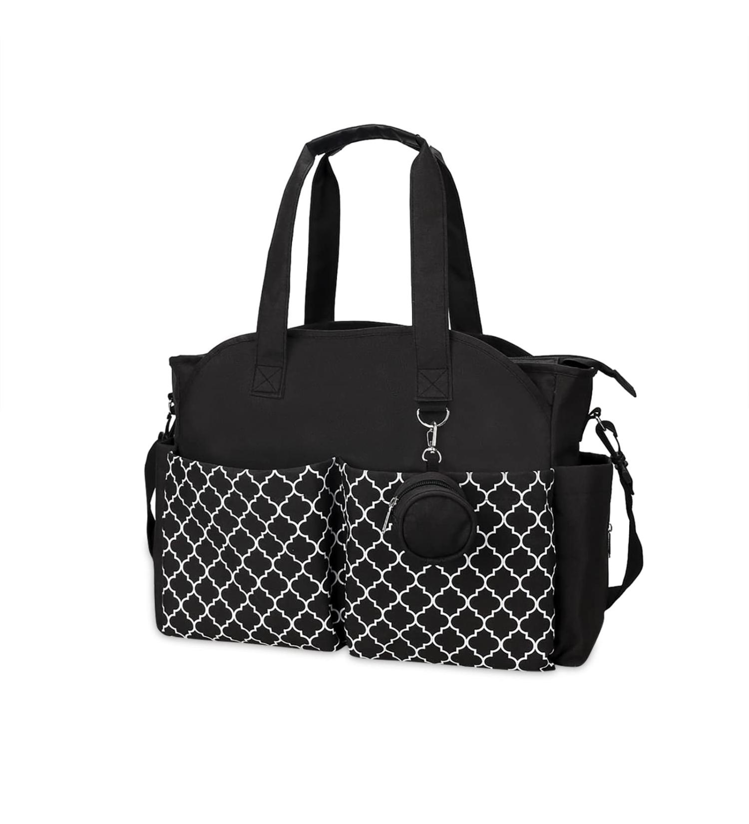 SONARIN Multi-Function Waterproof Baby Changing Tote Bag - Black | Large Capacity Diaper Bag with Pacifier Holder - Travel Satchel Messenger Bag - Buy Online on GoSupps.com