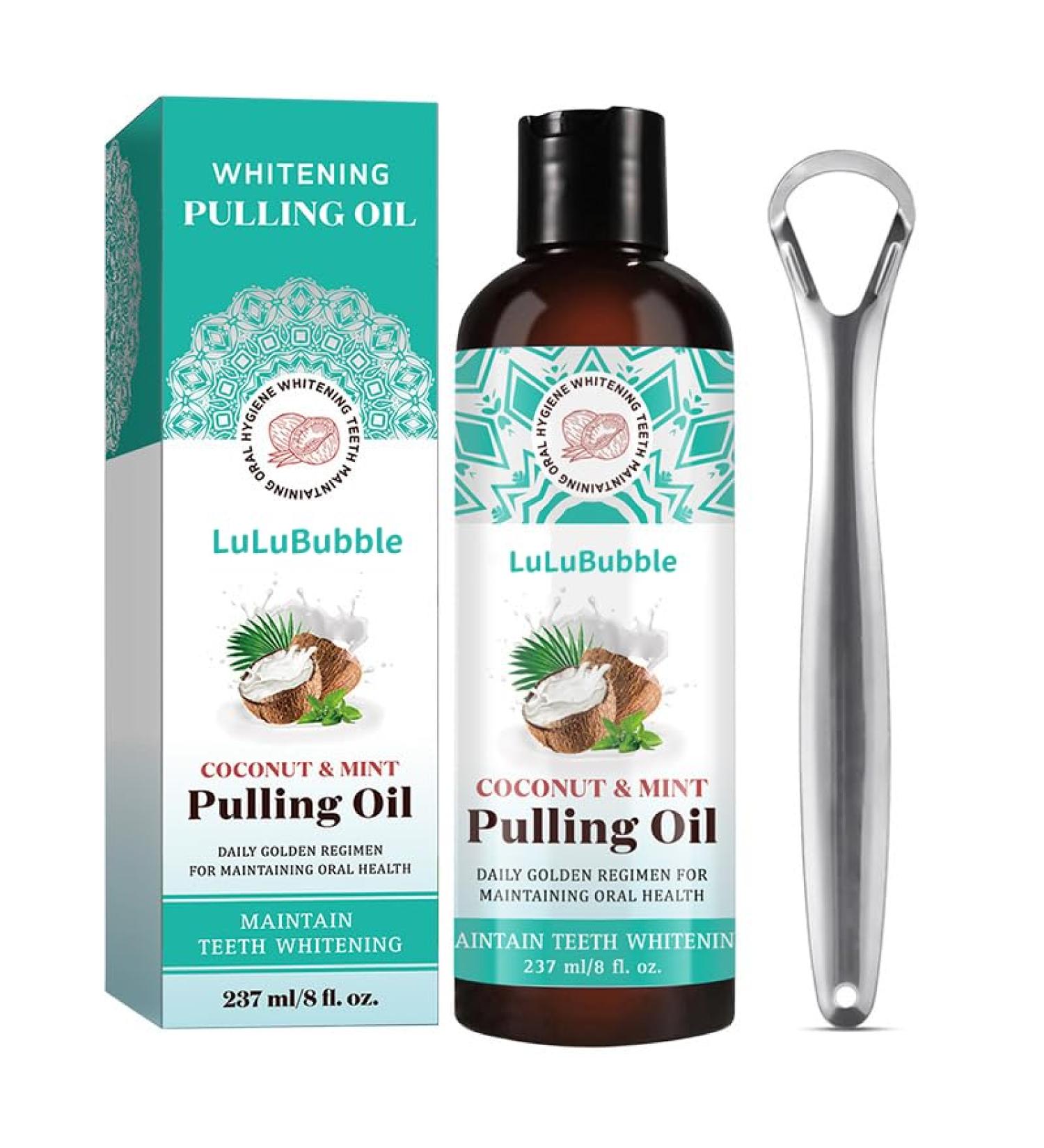 Coconut Pulling Oil for Teeth - Alcohol-Free Mouthwash with Tongue Scraper for Fresh Breath & Healthy Gums | Shop Internationally - Buy Online on GoSupps.com