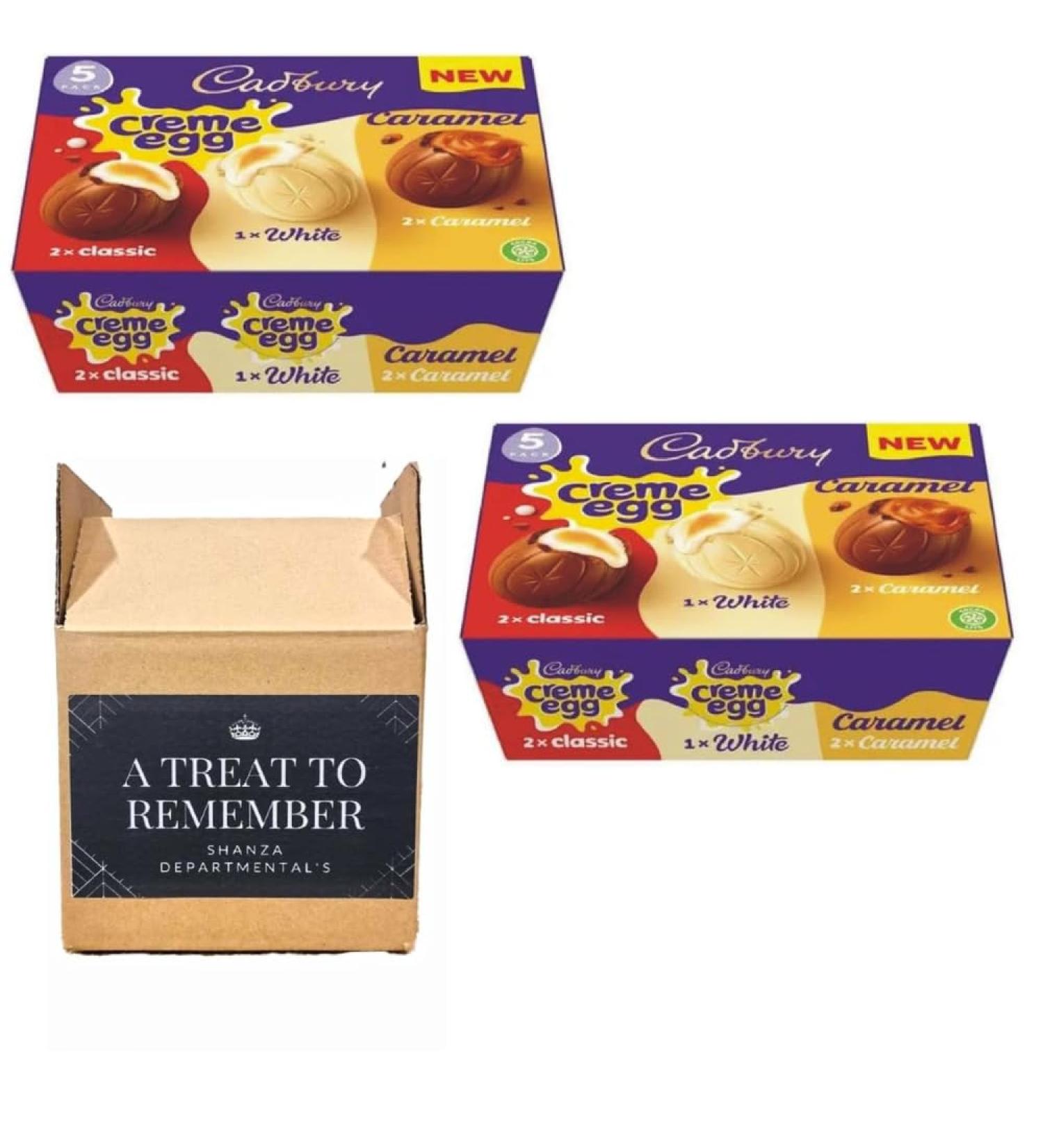 Mixed Cr me & Caramel Easter Eggs Chocolate (5pk MIxed 2x Classic 1x White & 2x Caramel Eggs) | Easter Eggs 200g (Pack Of 2)