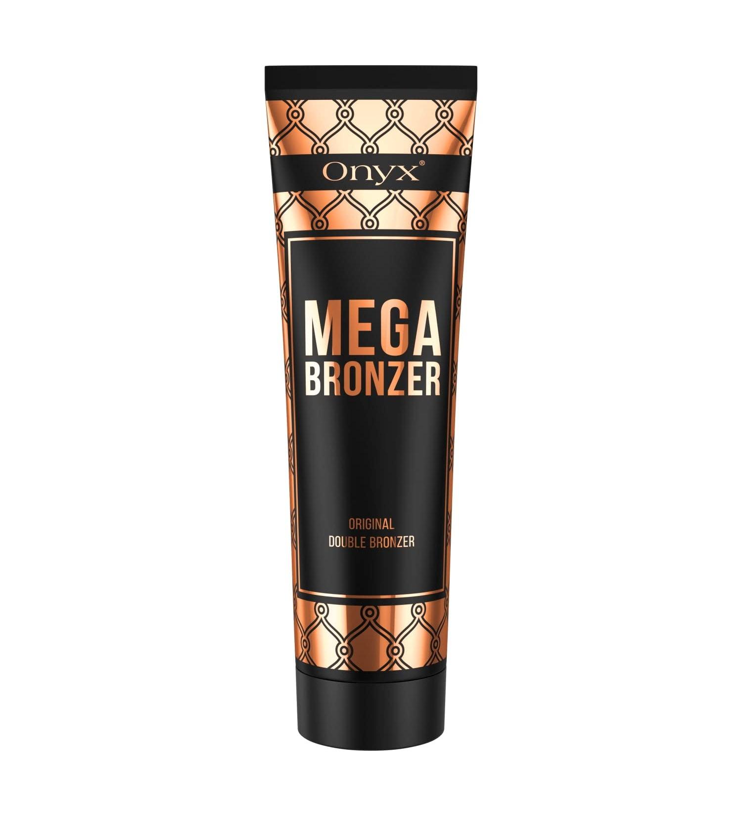Onyx Mega Bronzer Double Bronzing Tanning Lotion - Anti-Orange Formula for Dark Tan Results - Buy Online on GoSupps.com