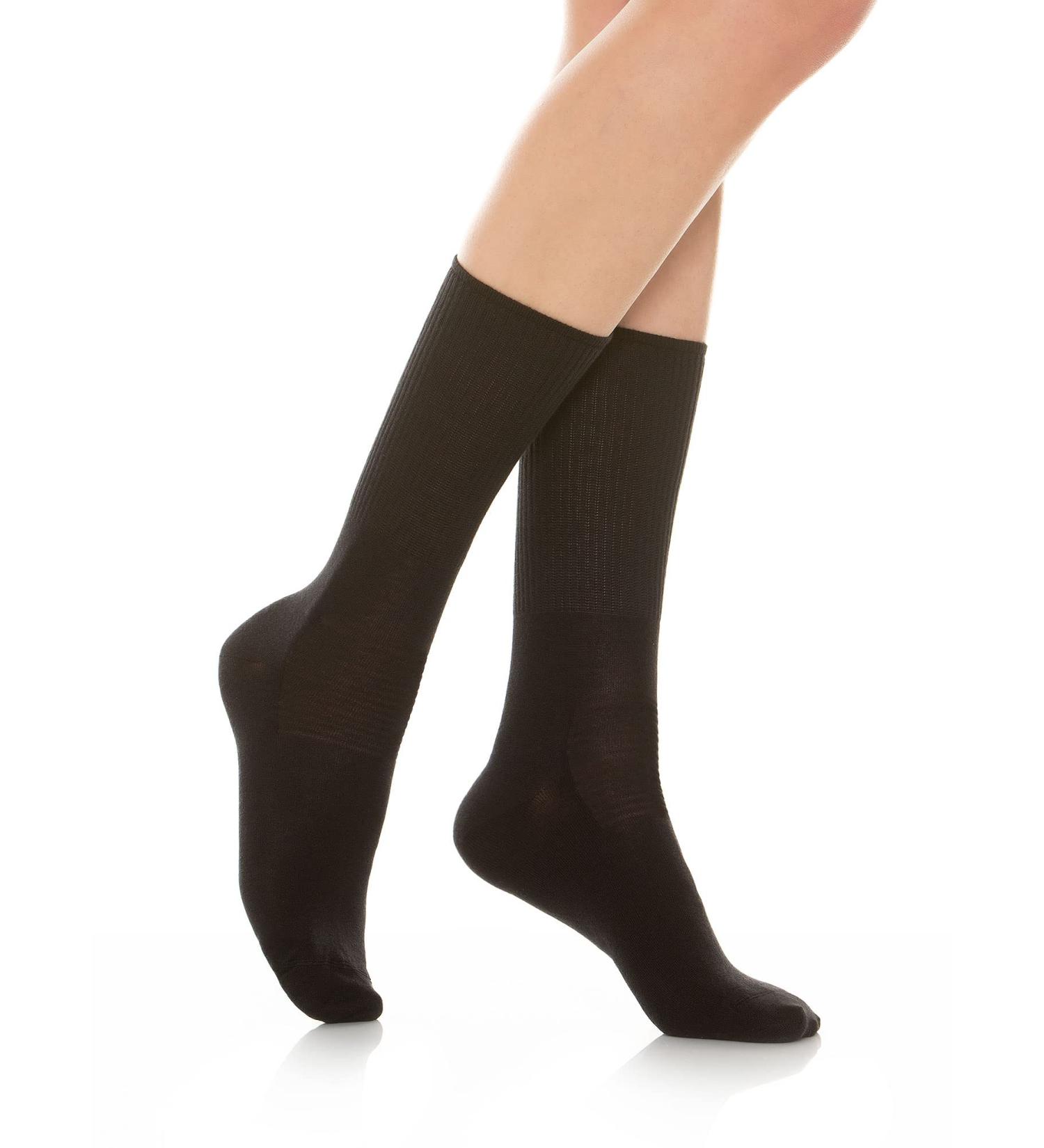 RELAXSAN 560 Diabetic Crew Socks - Seamless, Non-Binding Cotton Socks for Sensitive Feet (2 Pack, Black) - Buy Online on GoSupps.com