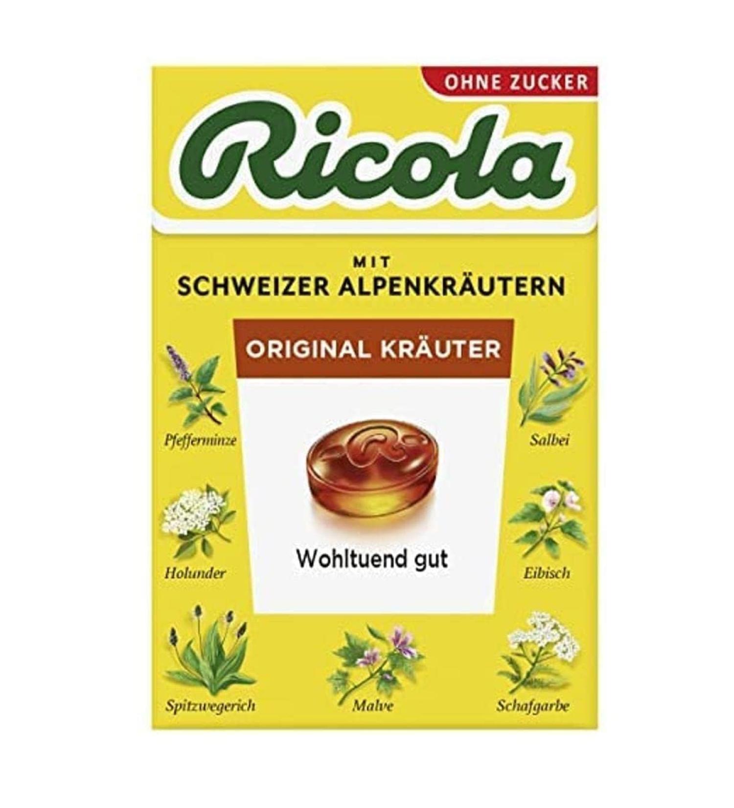 Ricola Original Herbs Candies - 50g Sugar-Free & Vegan Swiss Herbal Treats with 13 Alpine Herbs - Buy Online on GoSupps.com