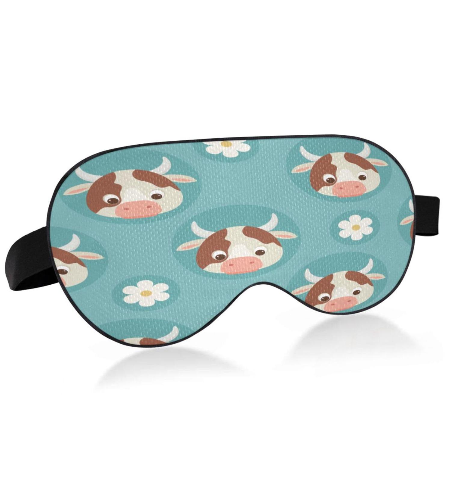 WELLDAY Cute Cow Sleep Mask | Soft Comfort Eye Shade for Men Women | Adjustable Strap | Blockout Light Blindfold - Buy Online on GoSupps.com