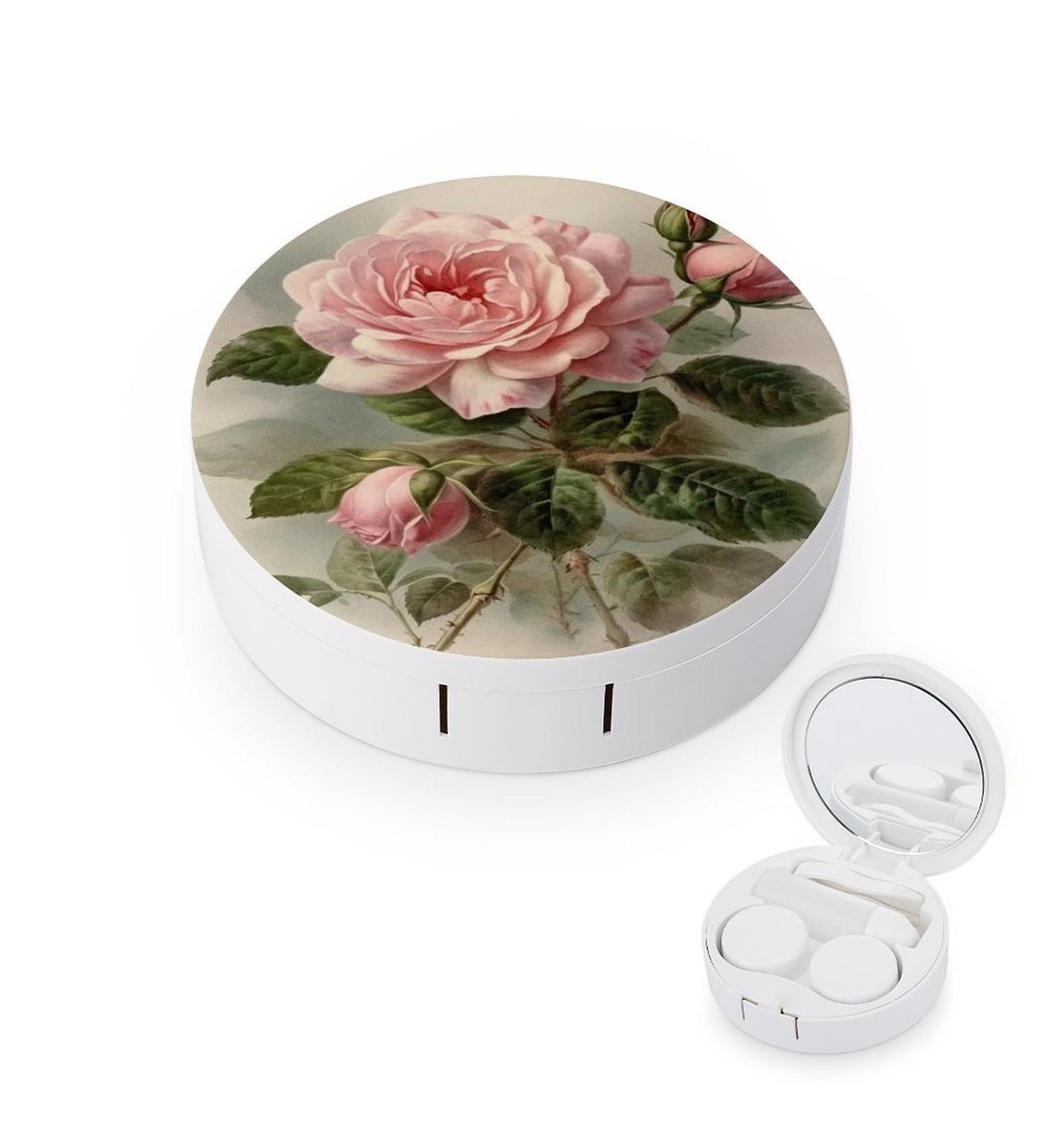 Vintage Rose Contact Lens Case - Portable Travel Storage Box for Contact Lenses - Buy Online on GoSupps.com