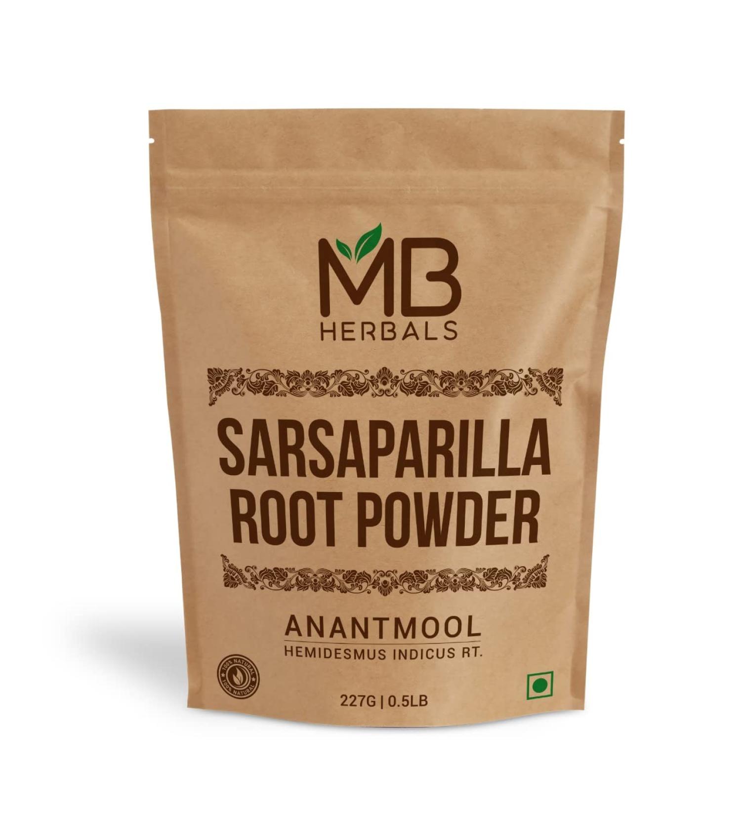 MB Herbals Sarsaparilla Root Powder 8 oz / 227 Gram | Anantmool Powder | Hemidesmus indicus Root Powder