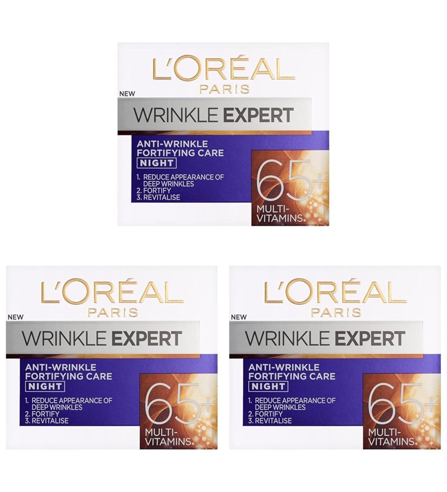 L'Oreal Wrinkle Expert Intensive Care Night 65+ 50 ml (Pack of 3) 50 g (Pack of 3) Night Cream - Buy Online on GoSupps.com