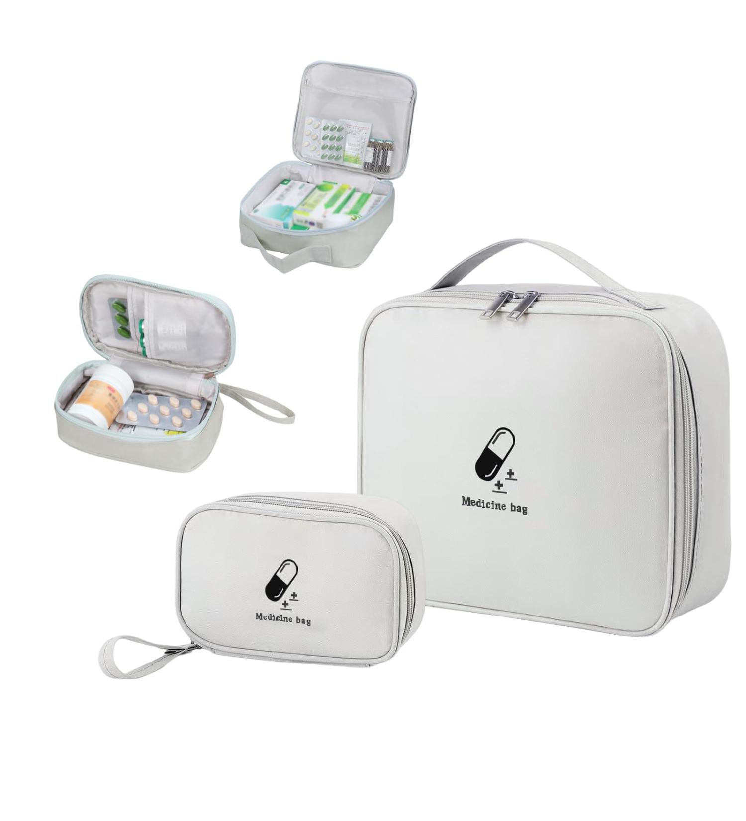 Junundjing 2-Piece Medication Bag Set | Large & Small Travel Pharmacy Bag | Waterproof First Aid Kit | Ideal for Outdoor Adventures - Buy Online on GoSupps.com