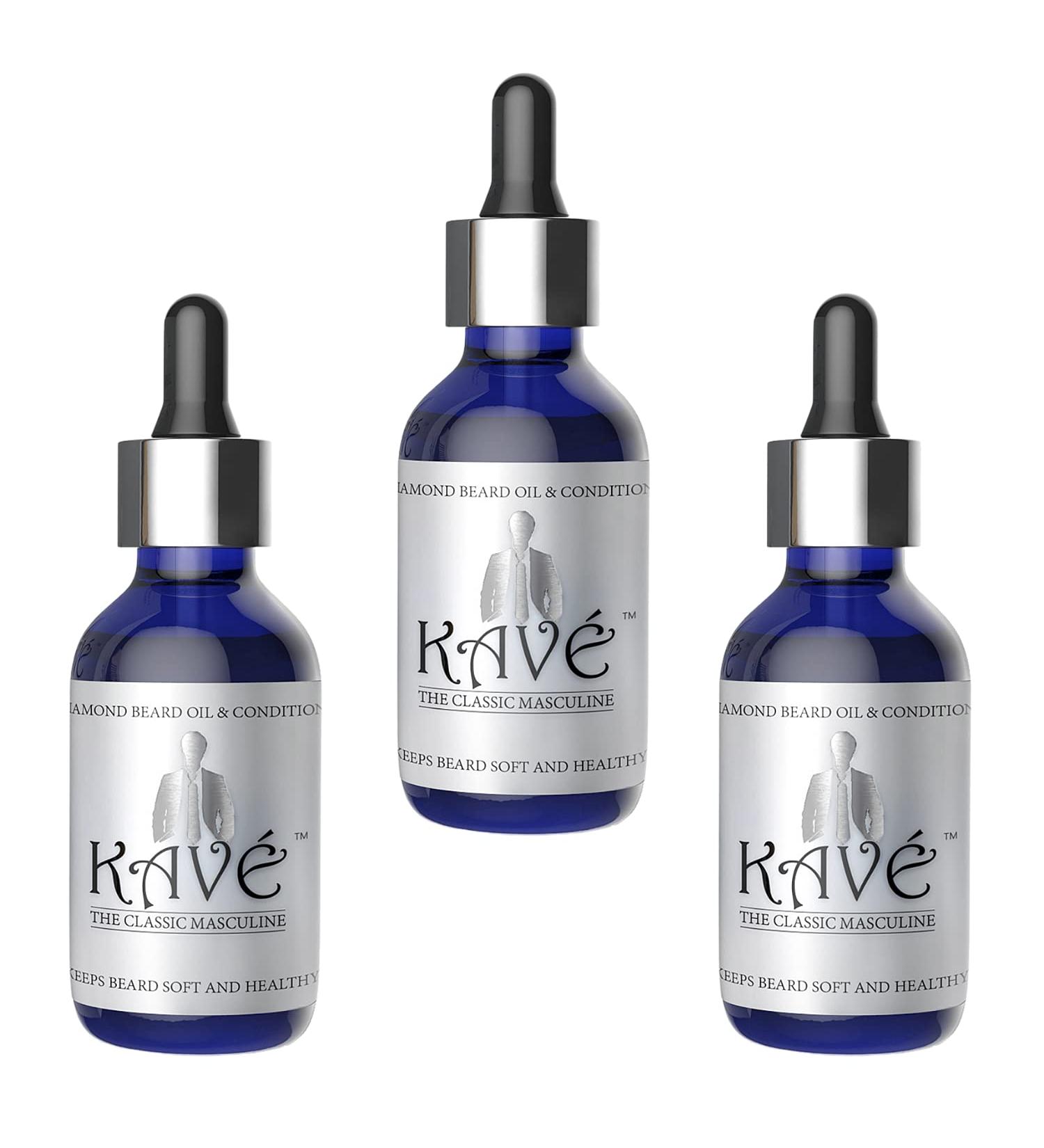 Kave Beard Oil & Conditioner for Men - 100% Natural Organic Softener & Moisturizer with Argan & Jojoba Oils - Bonus Comb - 3 Pack (7.2 Oz) - Buy Online on GoSupps.com