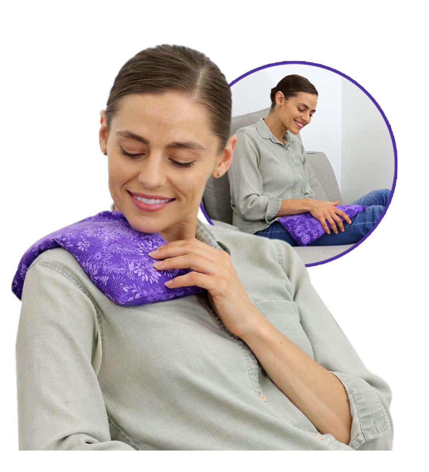 Nature Creation Microwave Heating Pad - Portable for Cramps, Joints Pain, Sore Muscles, Aching Feet | Purple Flowers Hot Pack for Pain Relief - Buy Online on GoSupps.com