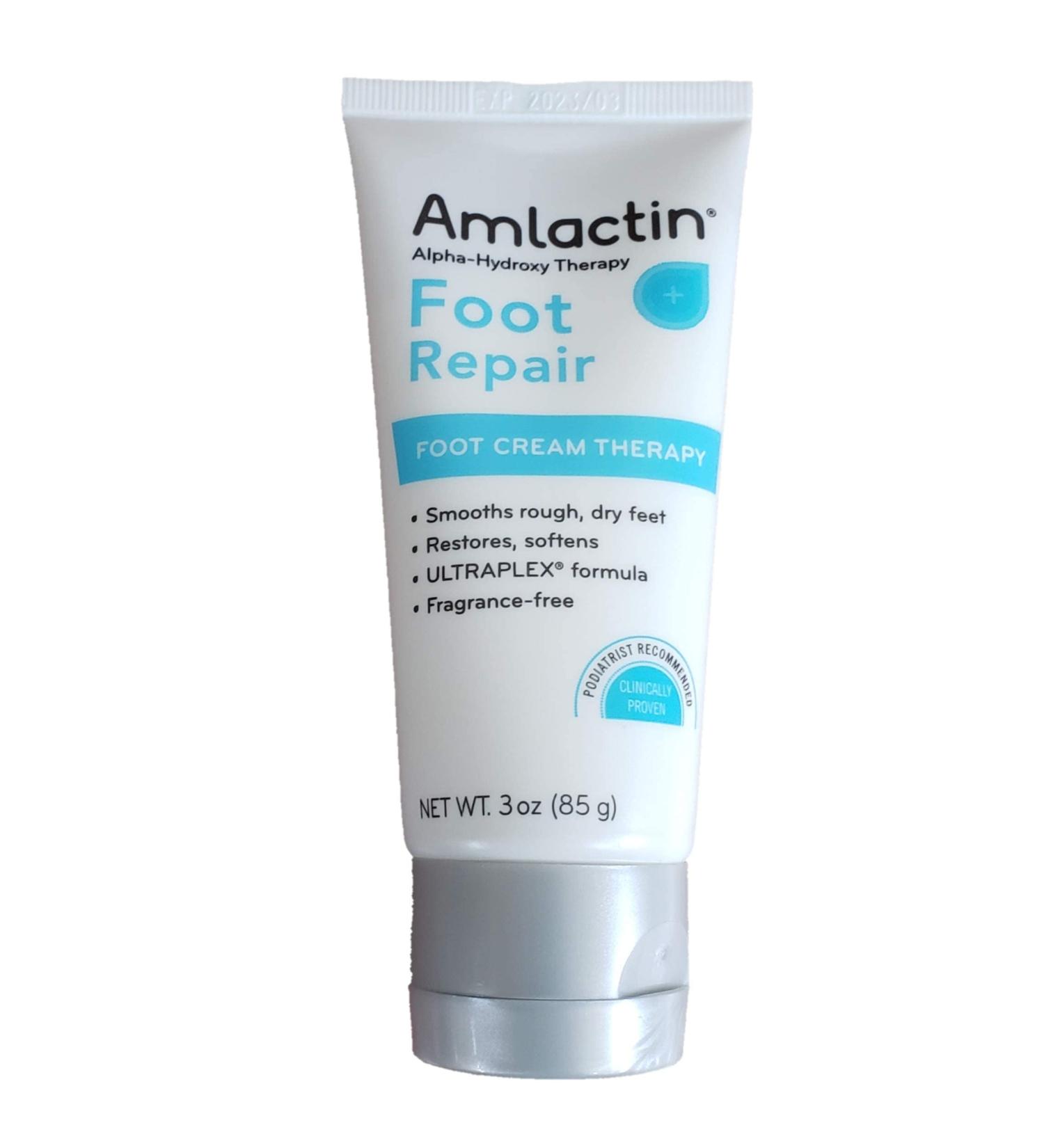 AmLactin Foot Repair Cream | Smooth Rough Dry Feet | Alpha-Hydroxy Therapy | Lactic Acid | Softens Dry Skin | Fragrance-free | 3 Ounce - Buy Online on GoSupps.com