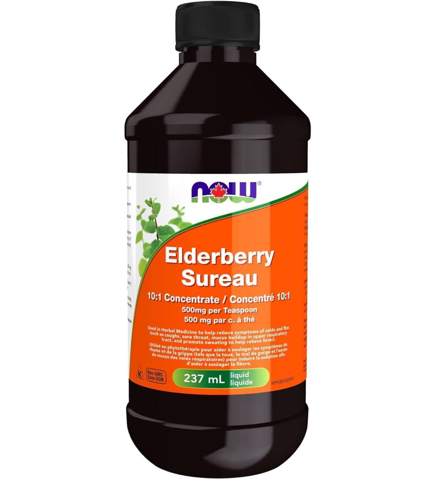 NOW Supplements Elderberry 10:1 Concentrate Liquid 237mL - Buy Online on GoSupps.com