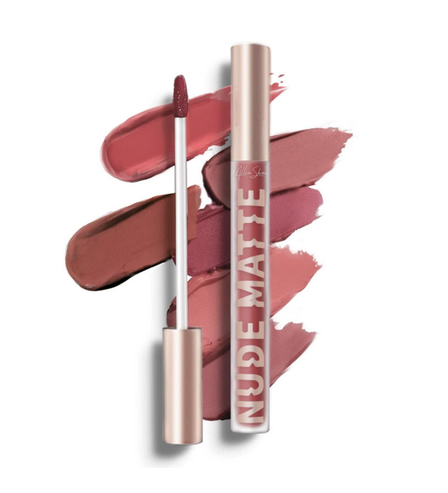 Allen Shaw Nude Matte Liquid Lipstick - Velvet Waterproof Lip Gloss Set for Women | Long Lasting Non-Stick Moisturizing Makeup Gift - Buy Online on GoSupps.com
