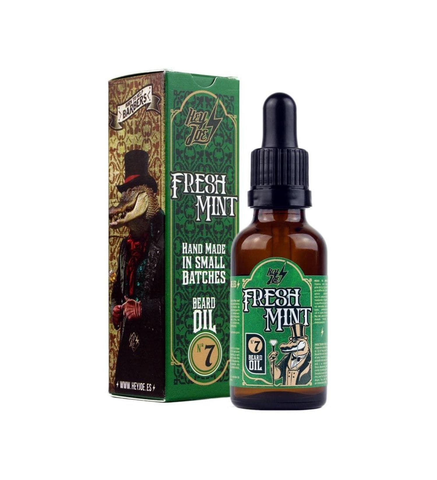 HEY JOE! - Huile Barbe No. 7 Menthe Fra che - Huile Barbe Naturelle Rafra chissante Pour Hommes Avec Parfum De Menthe Et De Pin - 30 ml Menthe et pin 30 ml (Lot de 1)
