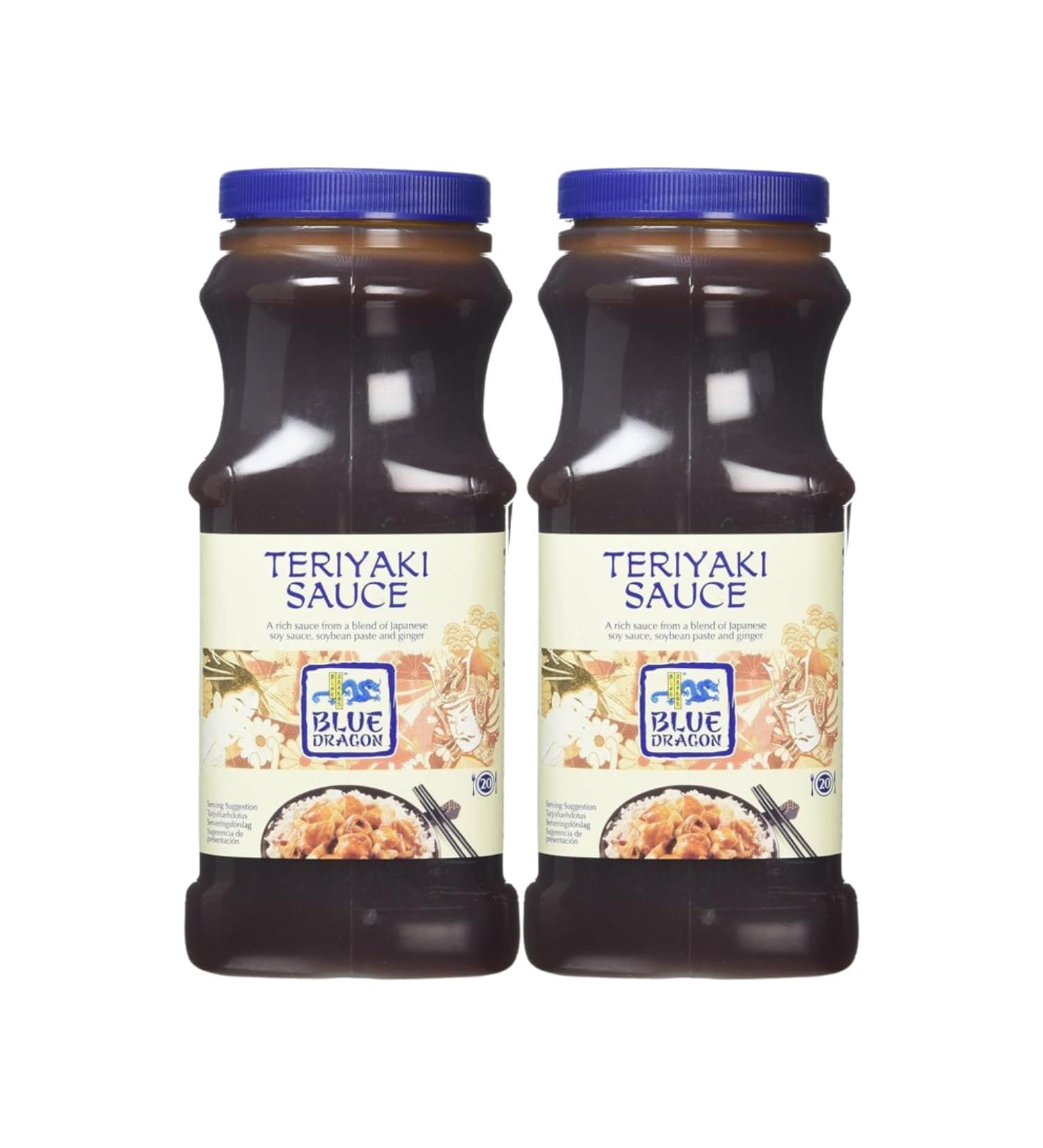 Teriyaki Sauce Blue Dragon 1 Litre | Sweet & Savoury Teriyaki-Noodles Marinade for Chicken Beef Salmon - Vegetables Gluten Free Vegan - Pack of 2 X 1 ltr - Buy Online on GoSupps.com