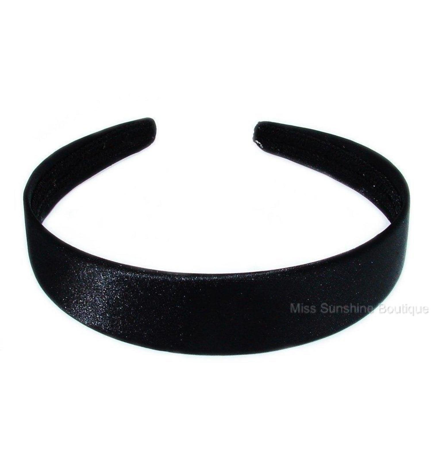 aliceband - plain wide (2.5 cm) flat black satin hairband headband Black
