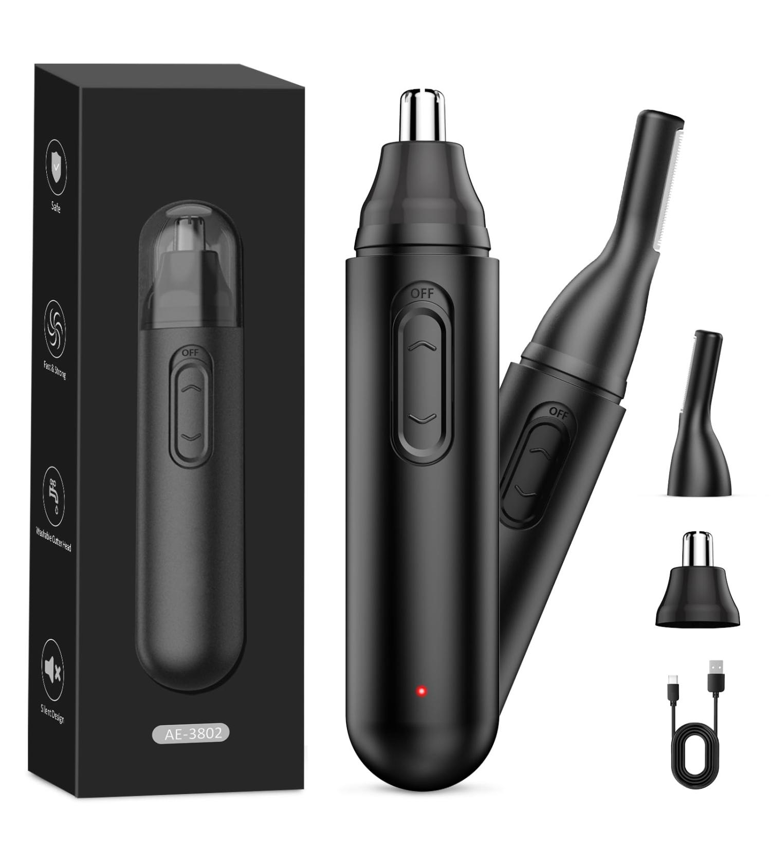 Nose Hair Trimmer for Men Rechargeable: 2024 Upgrade Nose Trimmer Men Painless Nose Hair Trimmer Dual Edge Blades IPX7 Waterproof Eyebrow & Facial Hair Trimmer for Men for Easy Cleansing Black - Buy Online on GoSupps.com