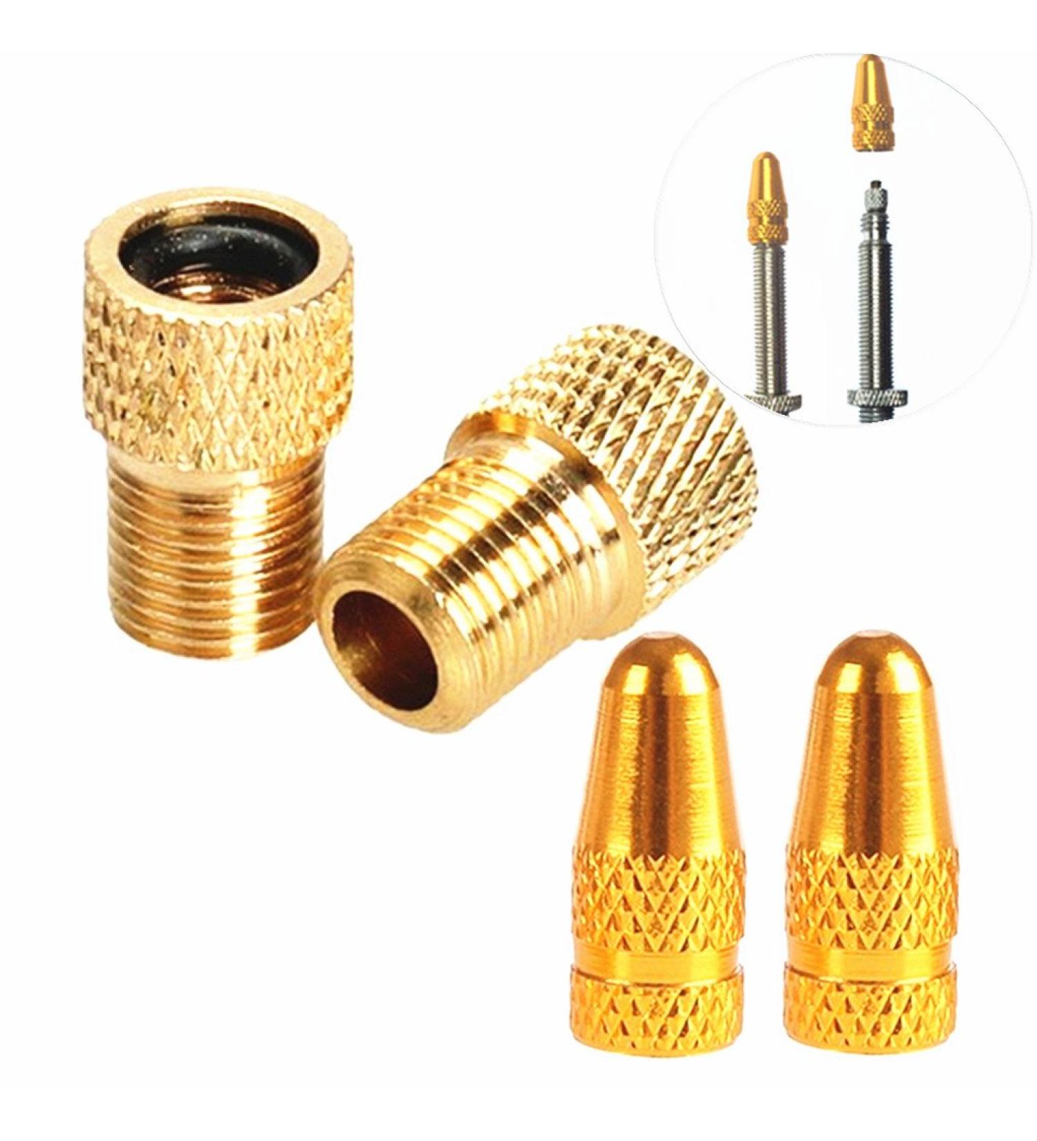 Osymoker Anodized Alloy Presta Valve Caps + Copper Presta to Schrader Adaptor for Bike, Car, Tube Pump - Premium Valve Converter Tools - Buy Online on GoSupps.com