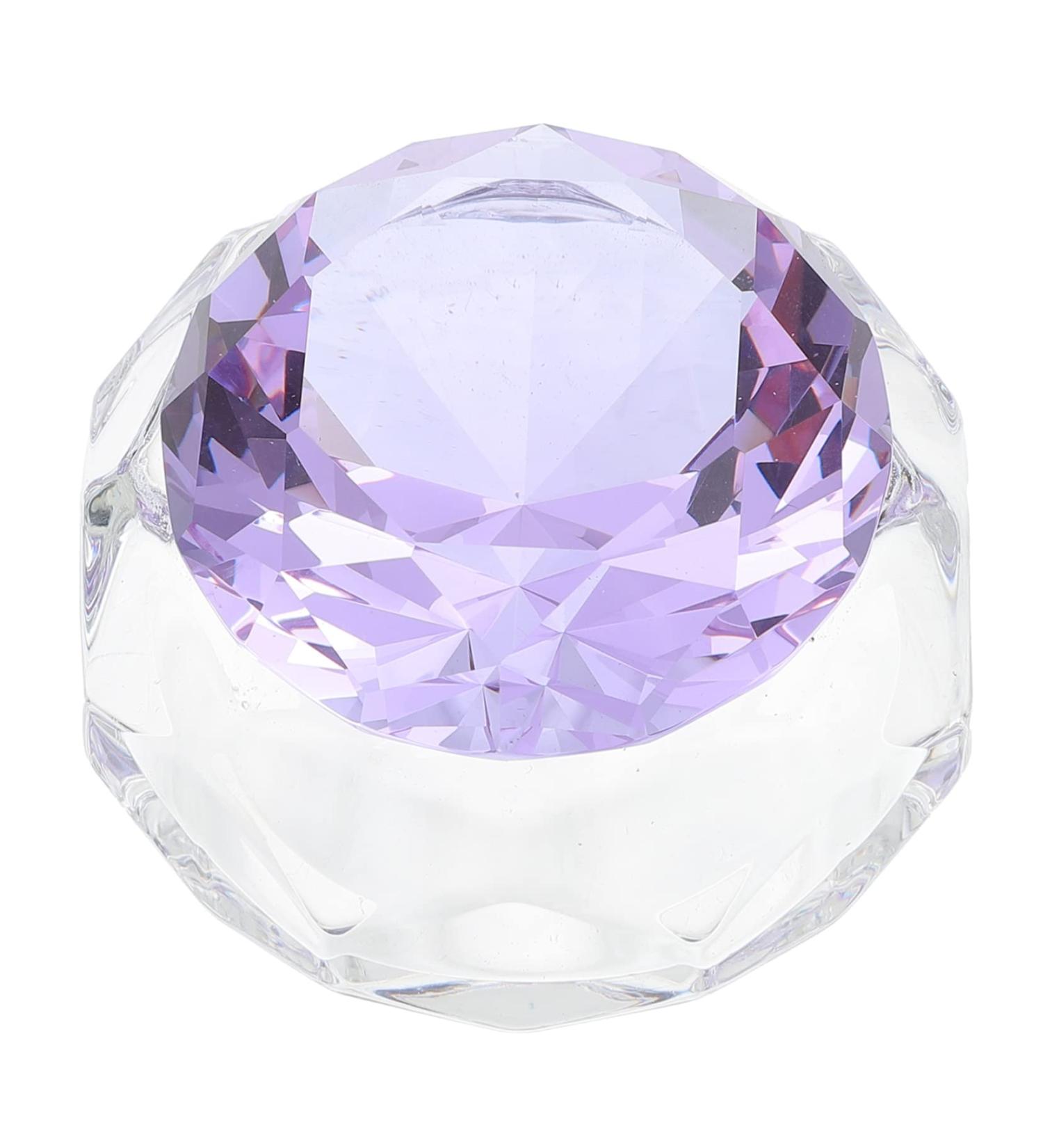 Healeved Nail Art Crystal Cup Crystal Dappen Dish Glass Terrarium with Lid Glass Dappen Dish Manicure Dish Bowl Manicure Art Dish Nail Liquid Cup Accessories With Cover White Crystal Purple - Buy Online on GoSupps.com