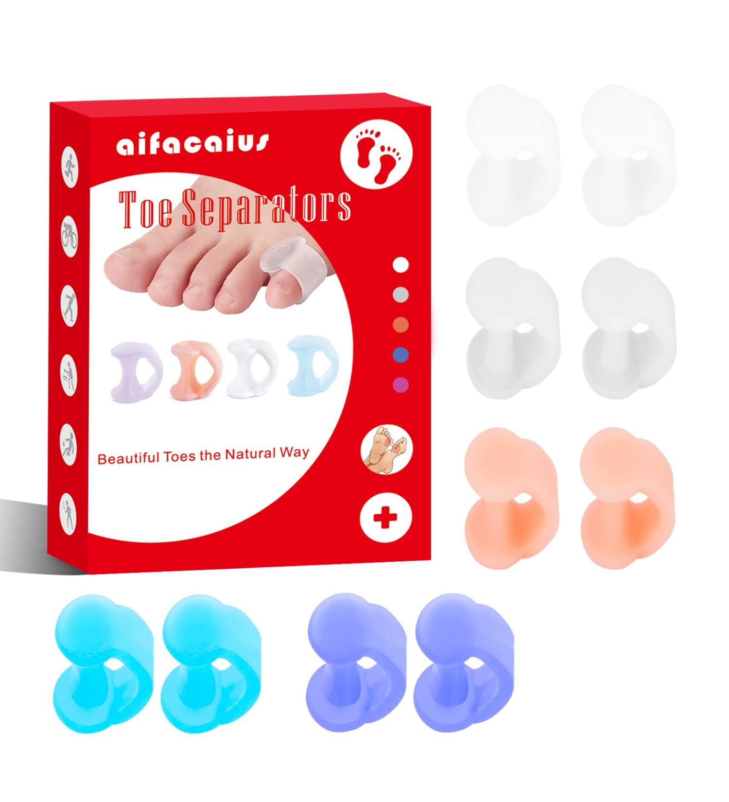 12 Pack Gel Little Toe Separators & Spacers - Pinky Toe Cushions for Preventing Rubbing & Relieving Pressure - Overlapping Toe Corrector (5 Colours) - Buy Online on GoSupps.com